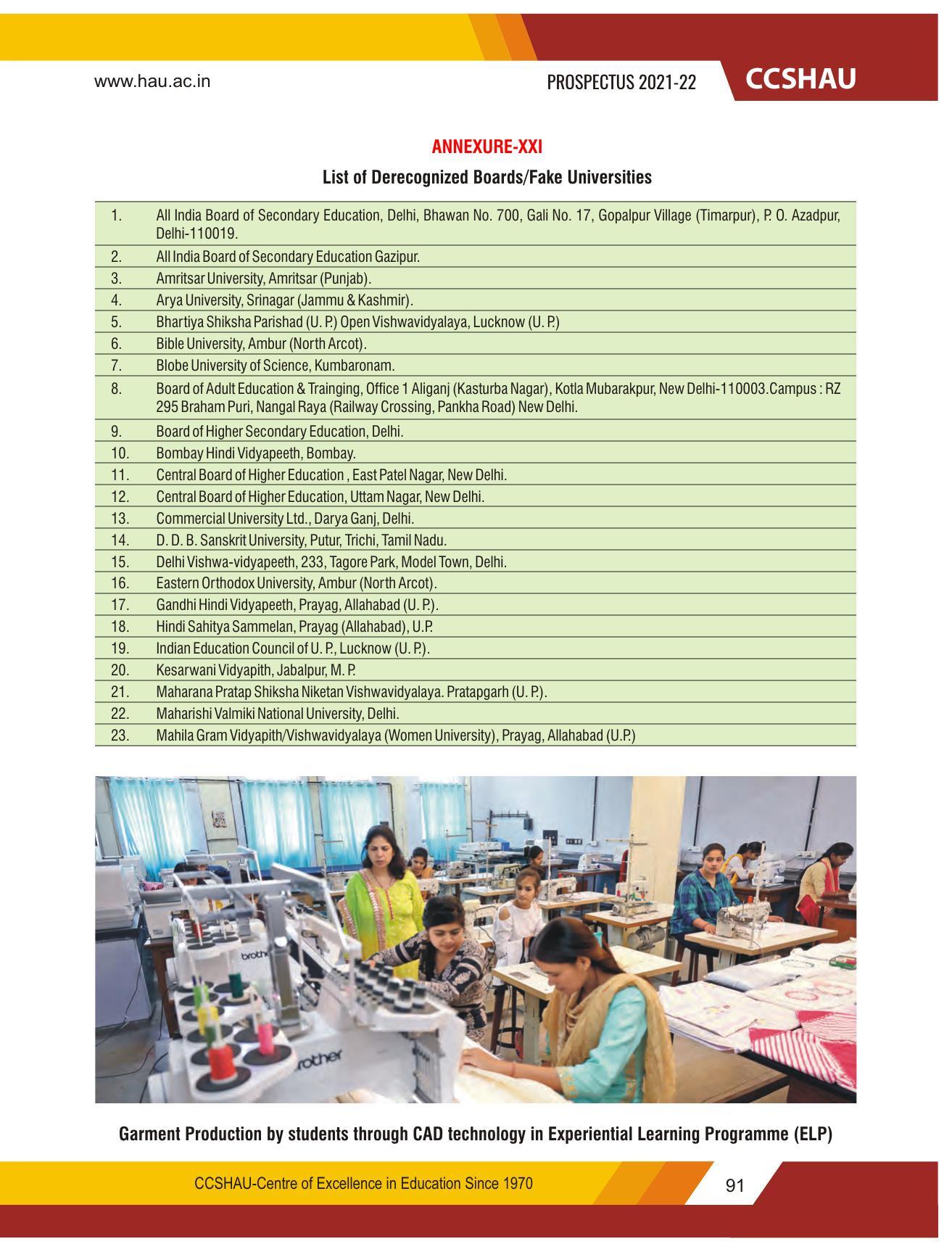 Chaudhary Charan Singh Haryana Agricultural University, Hisar 2021-22 (Prospectus) - Page 101