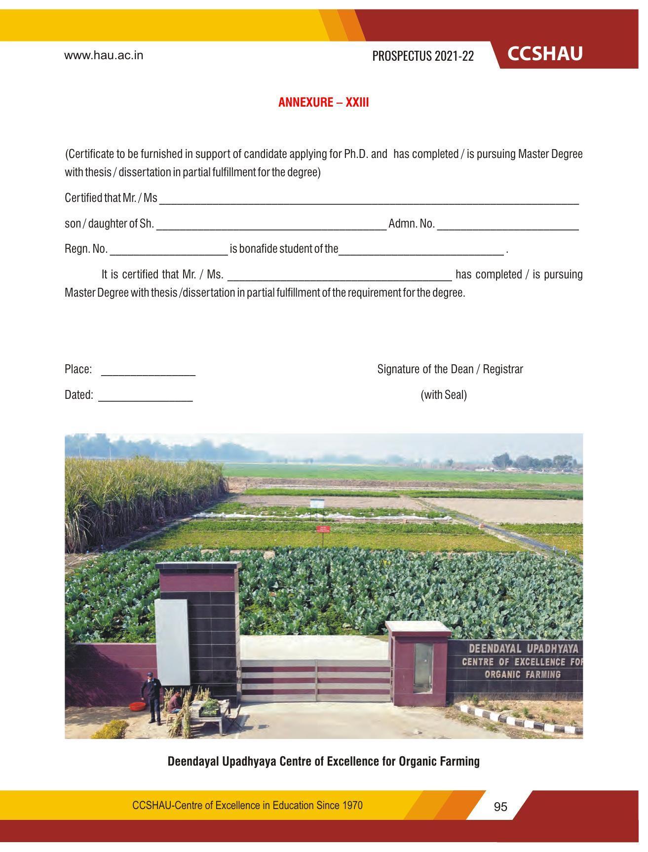 Chaudhary Charan Singh Haryana Agricultural University, Hisar 2021-22 (Prospectus) - Page 105