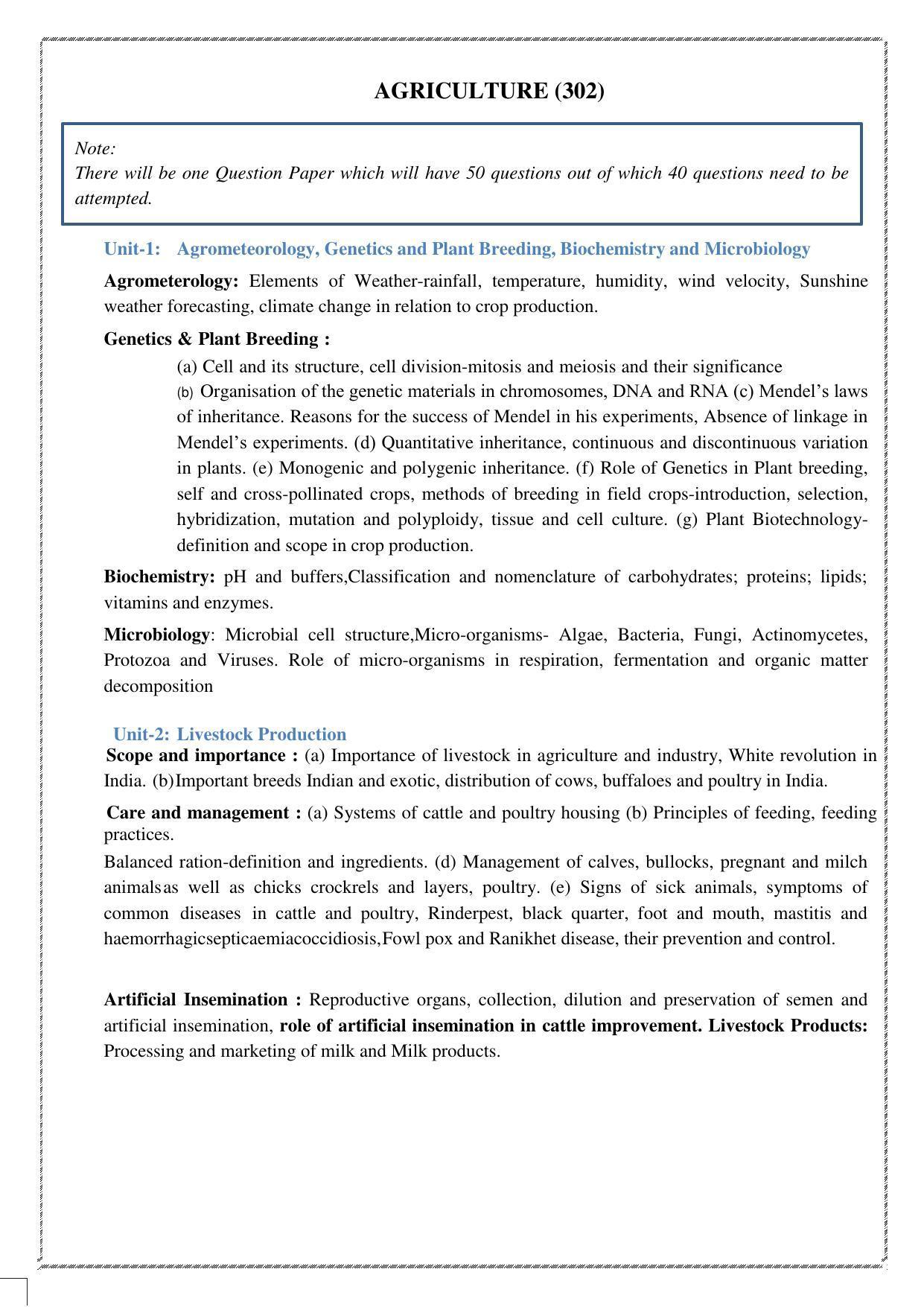 CUET Syllabus for Agriculture (English) - Page 2