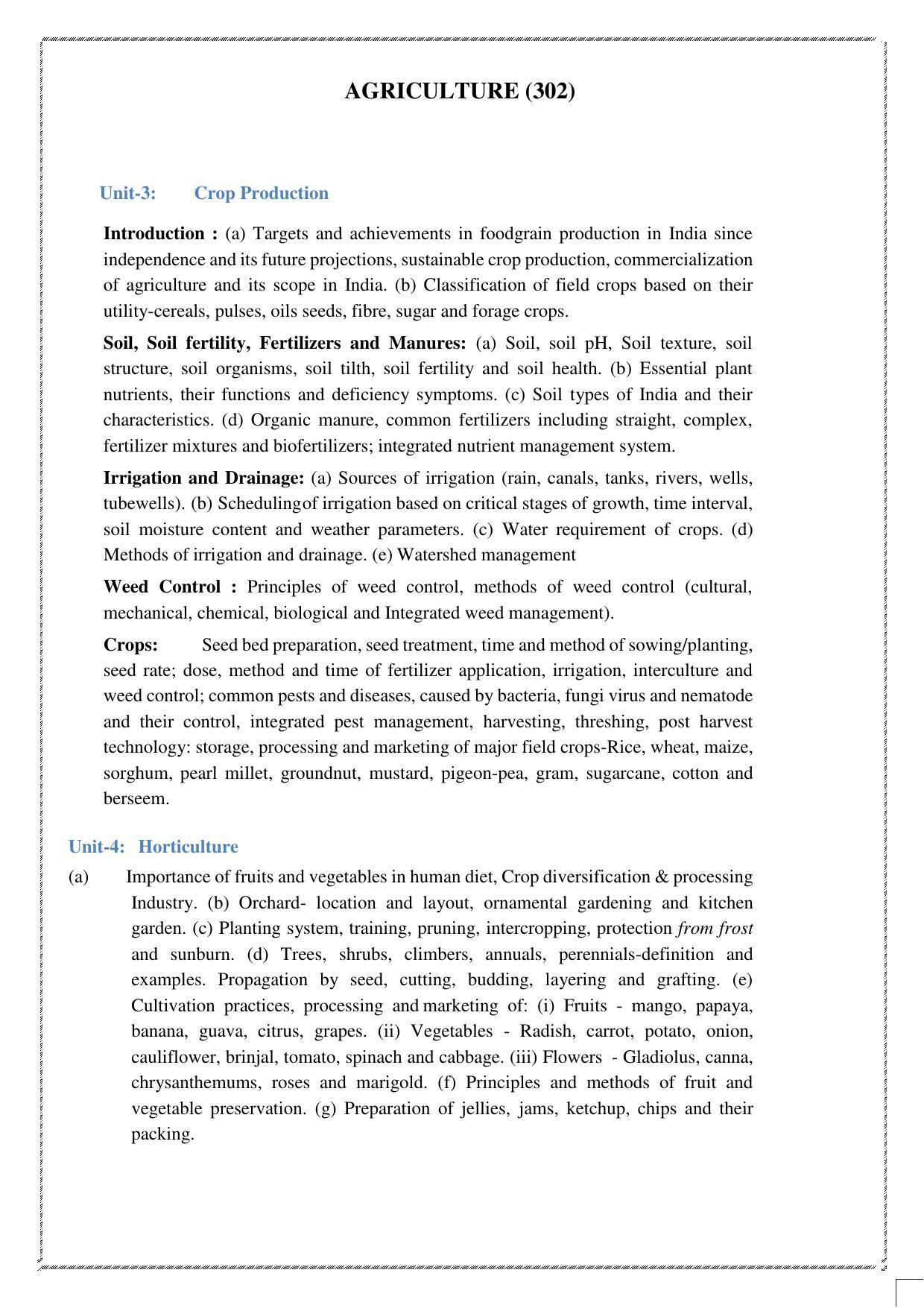 CUET Syllabus for Agriculture (English) - Page 3