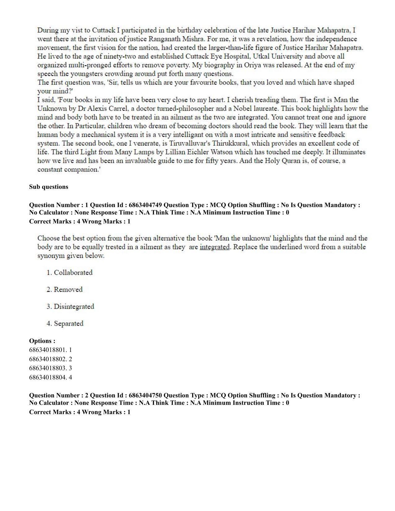CUET PG 2023: HUQP25 – Music- Percussion (Eng.) - Shift 1 (5-06-2023) Question Paper - Page 2