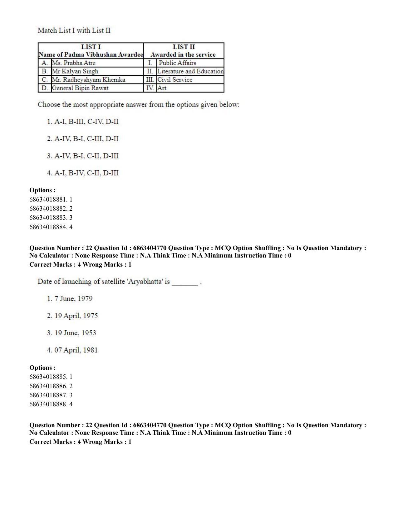CUET PG 2023: HUQP25 – Music- Percussion (Eng.) - Shift 1 (5-06-2023) Question Paper - Page 23