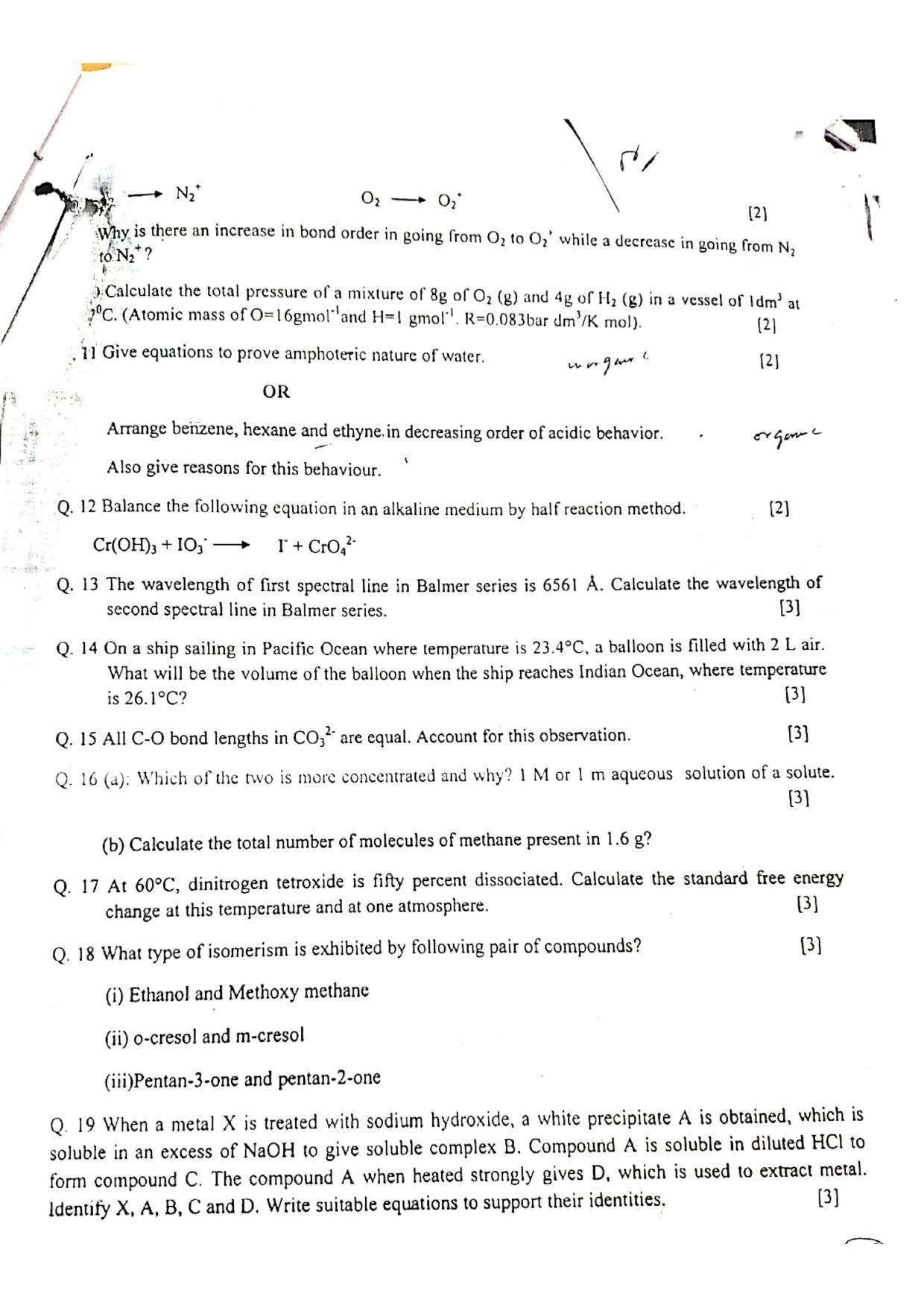 JKBOSE Class 11 Chemistry Model Question Paper 2023 - Page 2