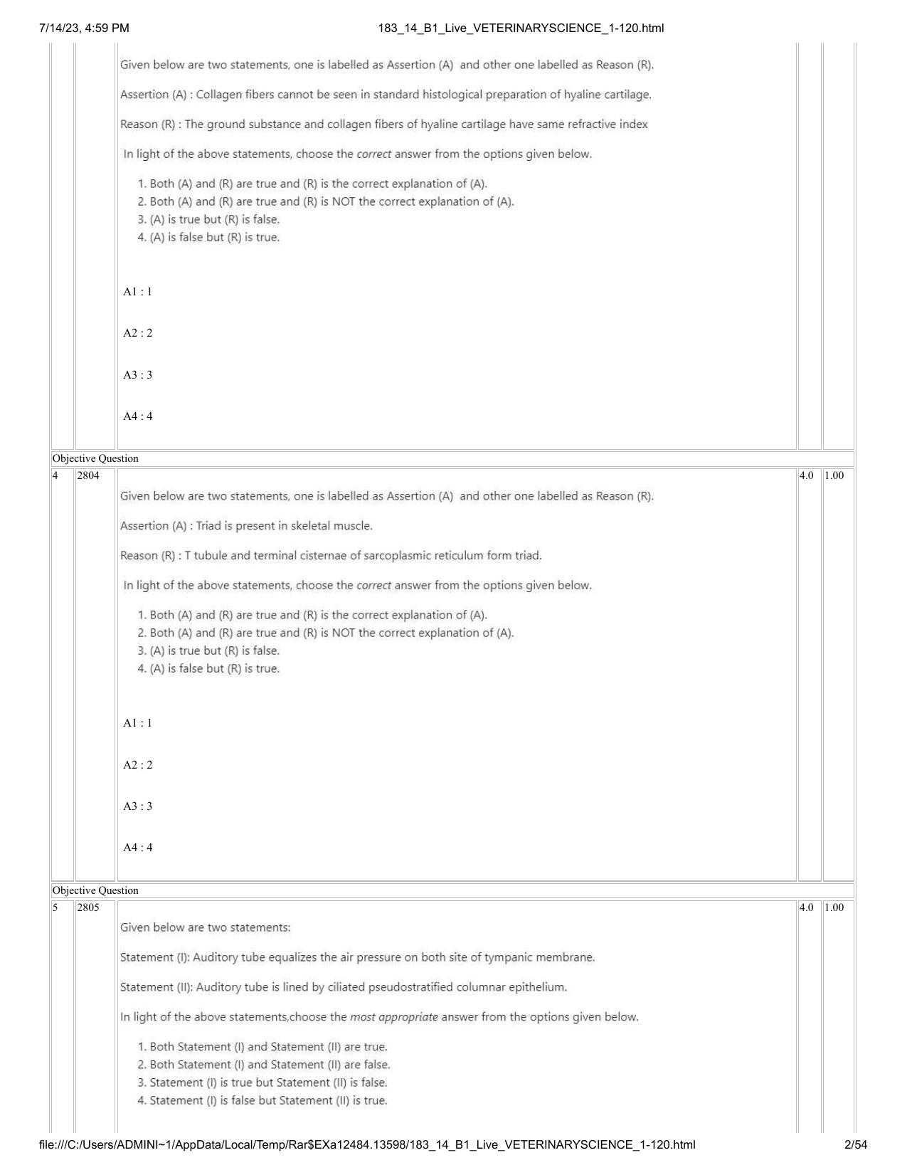 ICAR AIEEA PG 2023 VETERINARY SCIENCE Question Paper- 14 July 2023 - Page 2
