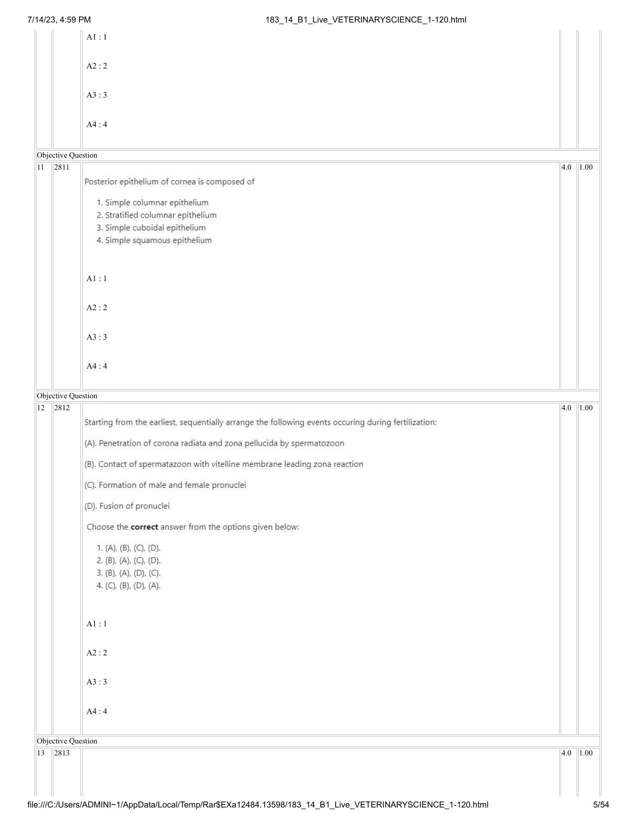 ICAR AIEEA PG 2023 VETERINARY SCIENCE Question Paper- 14 July 2023 - Page 5
