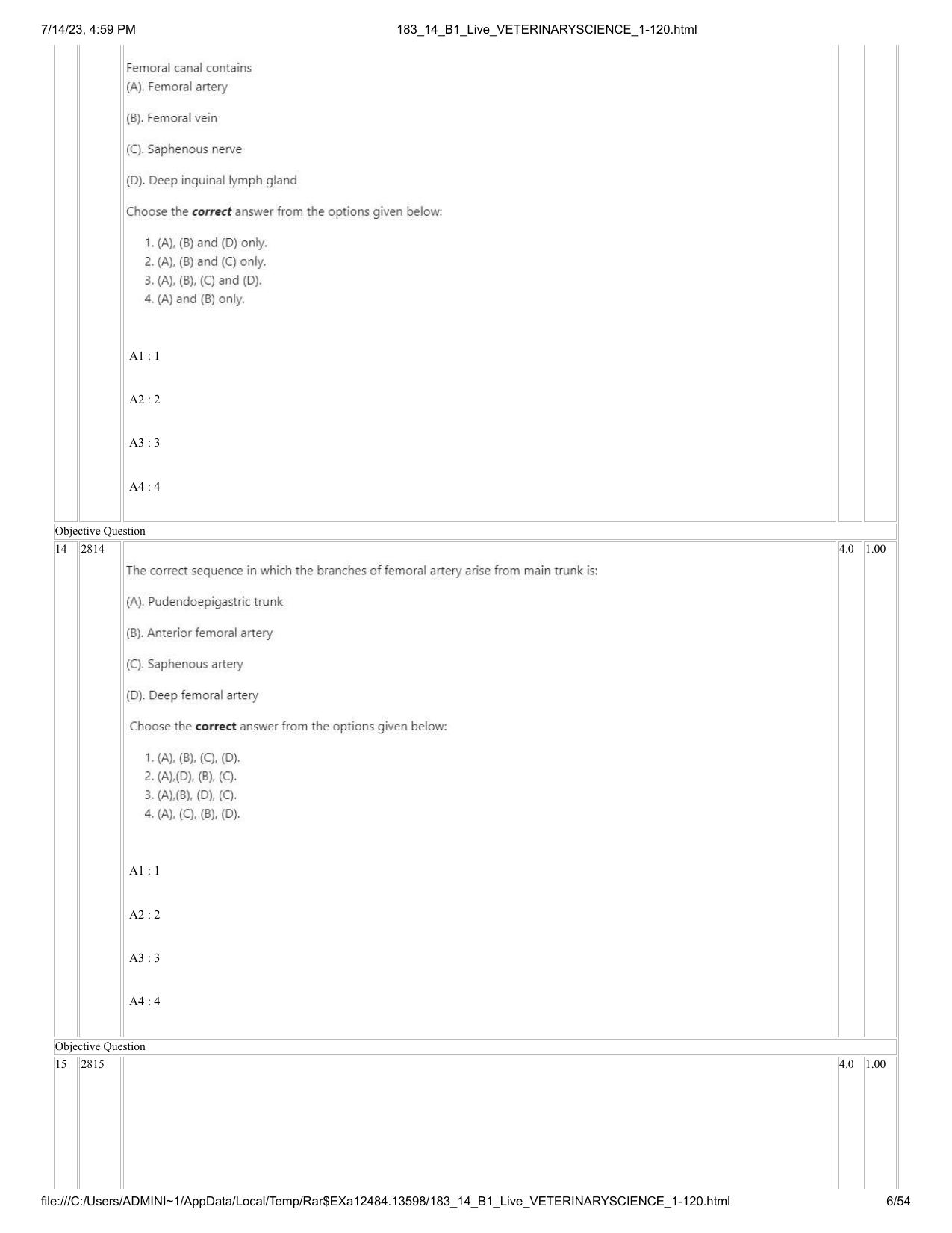 ICAR AIEEA PG 2023 VETERINARY SCIENCE Question Paper- 14 July 2023 - Page 6