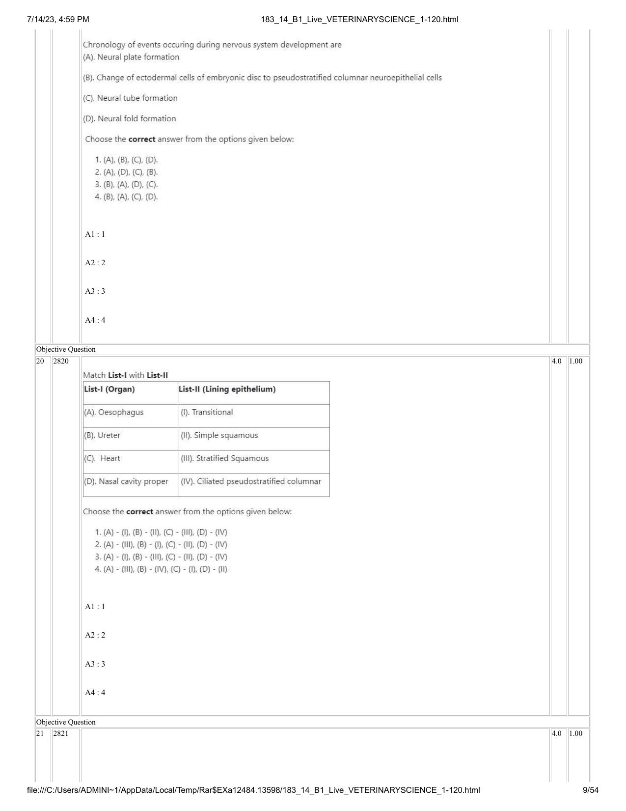 ICAR AIEEA PG 2023 VETERINARY SCIENCE Question Paper- 14 July 2023 - Page 9