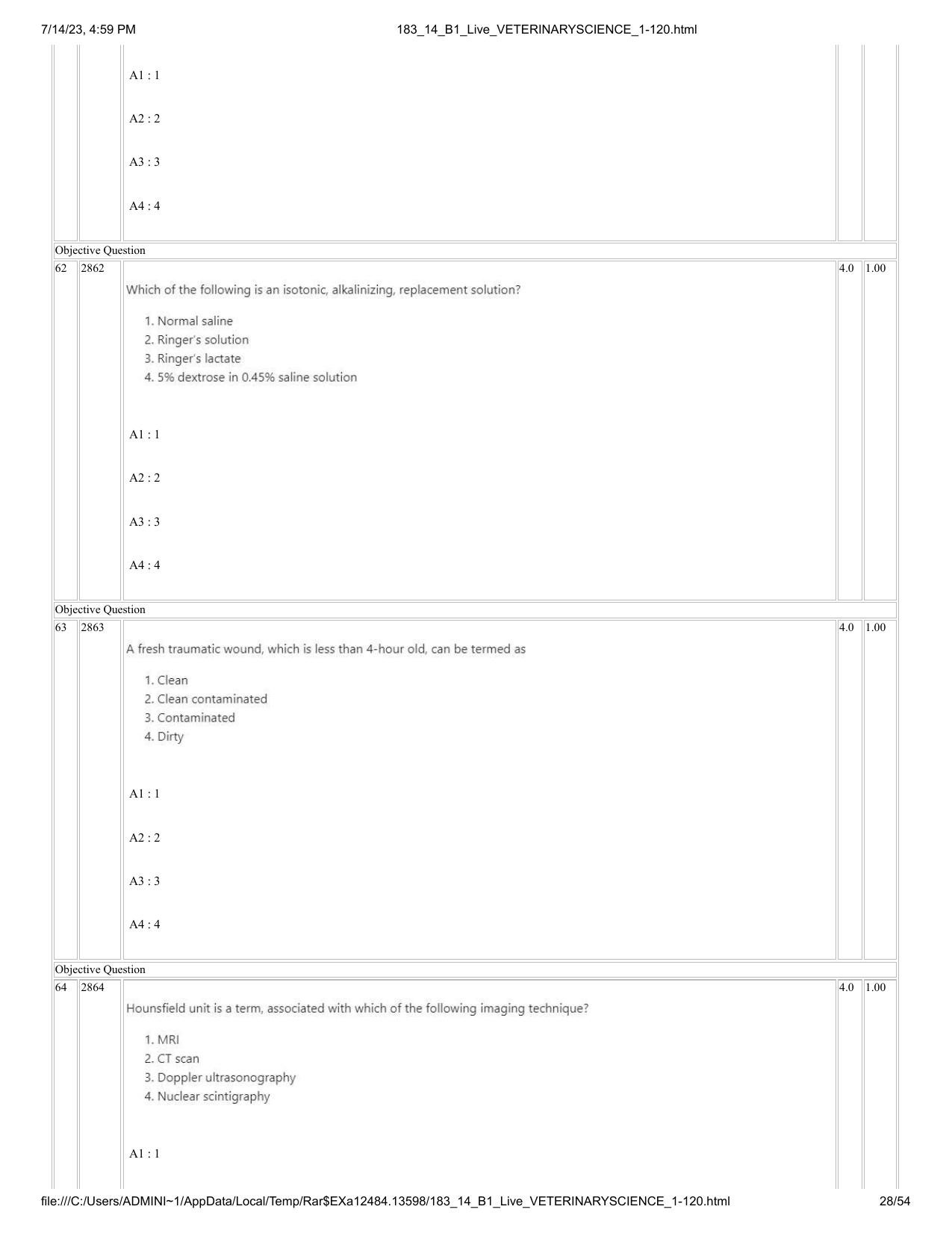 ICAR AIEEA PG 2023 VETERINARY SCIENCE Question Paper- 14 July 2023 - Page 28