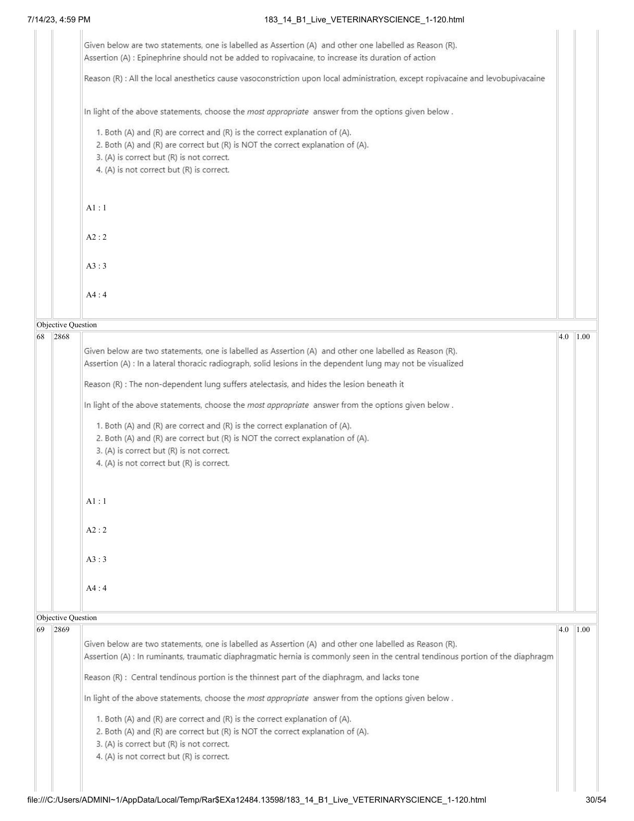 ICAR AIEEA PG 2023 VETERINARY SCIENCE Question Paper- 14 July 2023 - Page 30