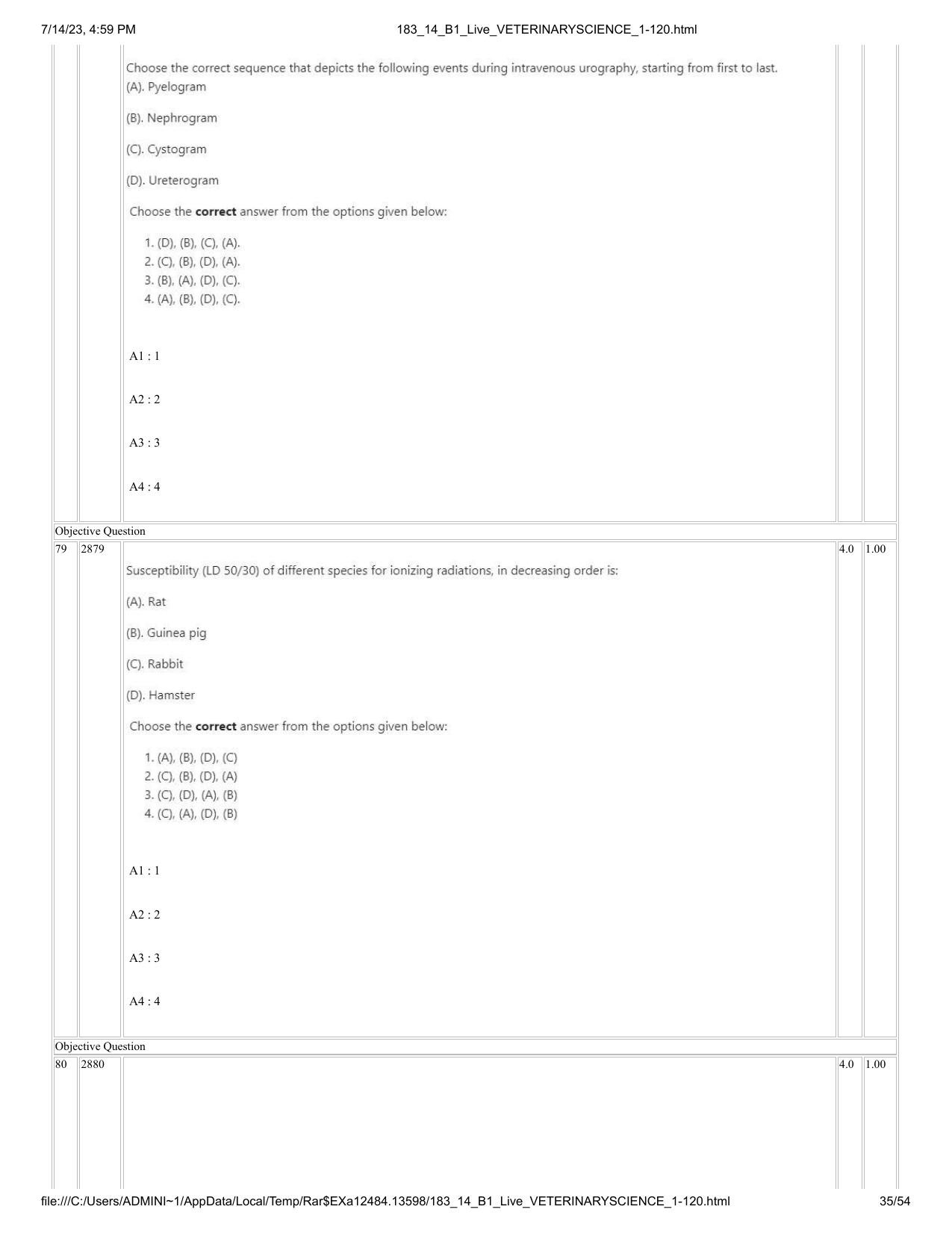 ICAR AIEEA PG 2023 VETERINARY SCIENCE Question Paper- 14 July 2023 - Page 35