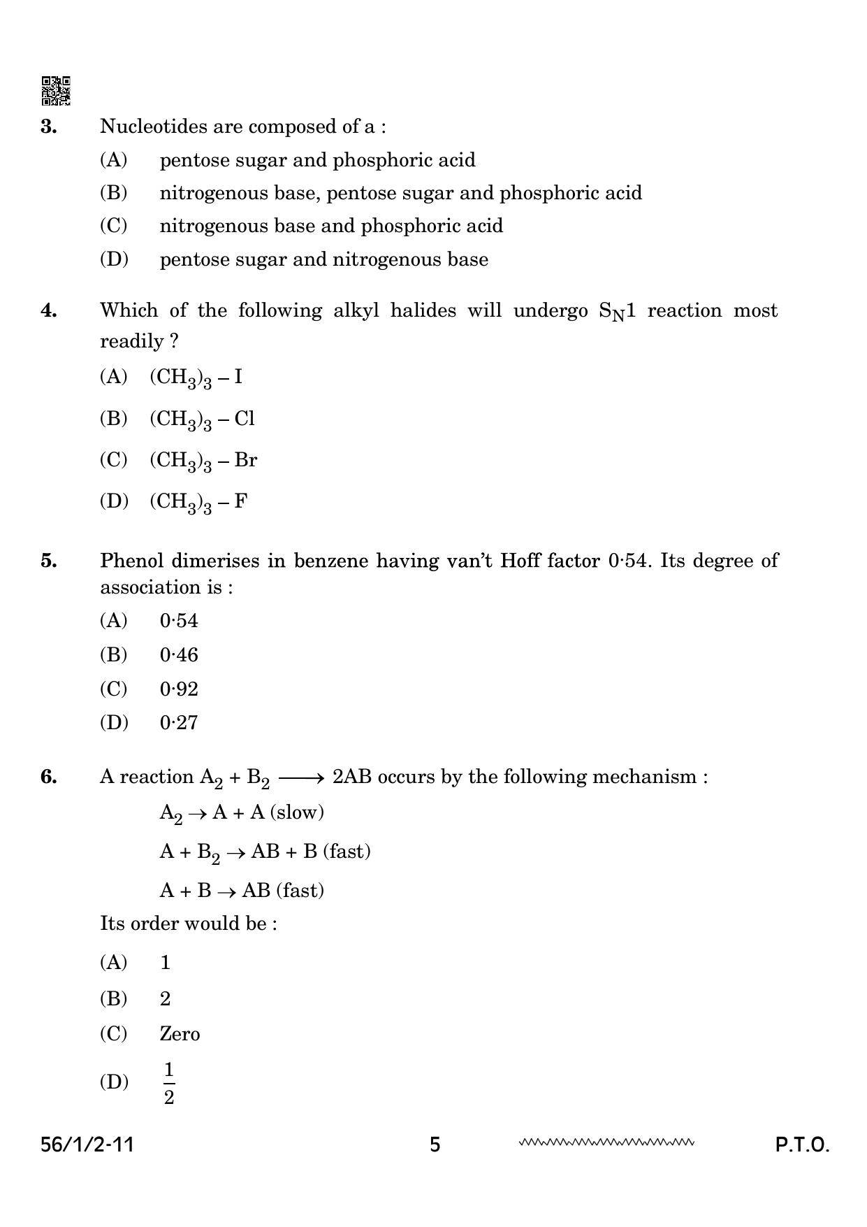 CBSE Class 12 56-1-2 Chemistry 2024 Question Paper - Page 5