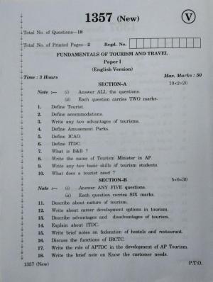 AP Inter 1st Year Fundamentals of Tourism Travel-I March-2020-Vocational Question Paper