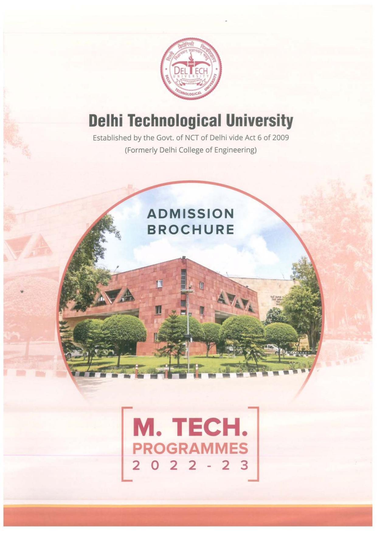 Delhi Technological University, Delhi MTech. Admission Brochure 2022-23 - Page 3