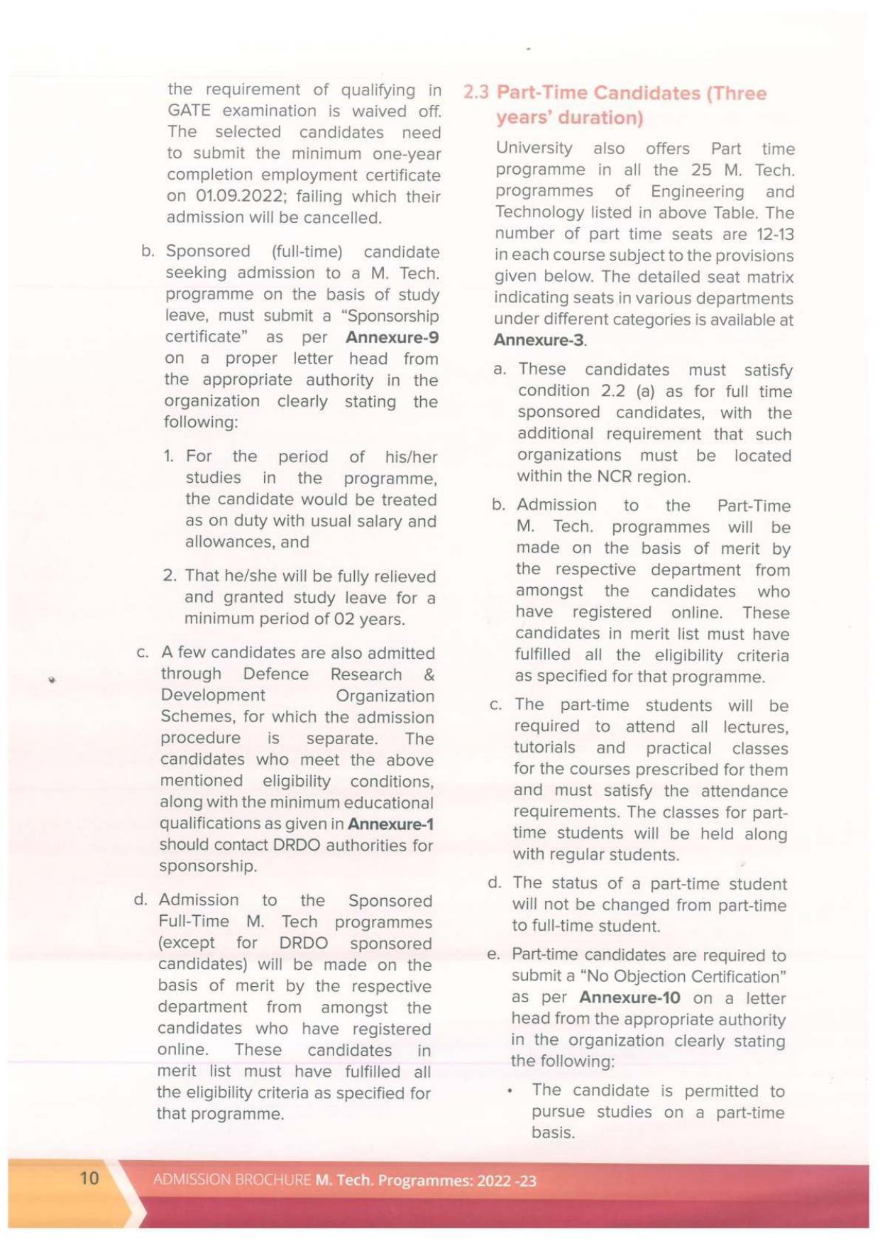 Delhi Technological University, Delhi MTech. Admission Brochure 2022-23 - Page 10