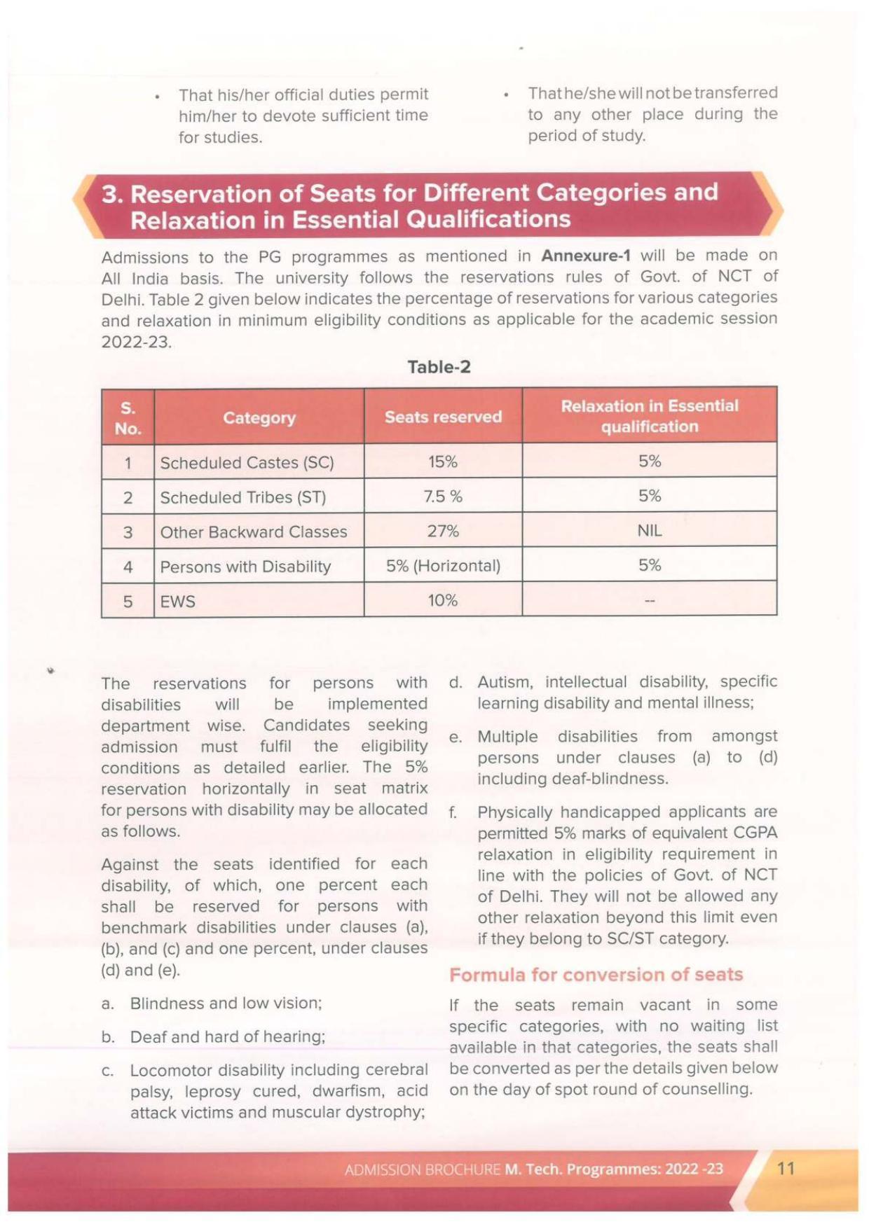 Delhi Technological University, Delhi MTech. Admission Brochure 2022-23 - Page 11