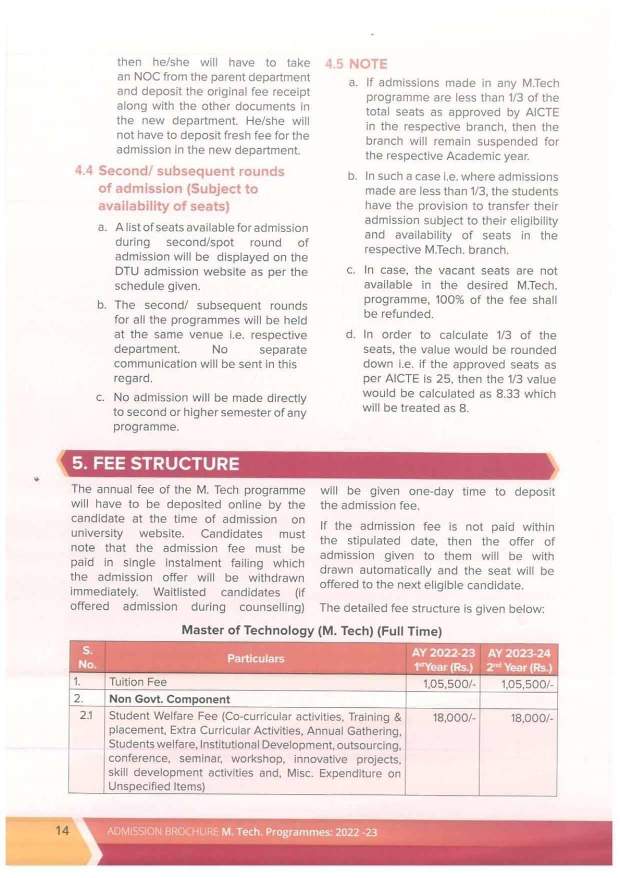 Delhi Technological University, Delhi MTech. Admission Brochure 2022-23 - Page 14