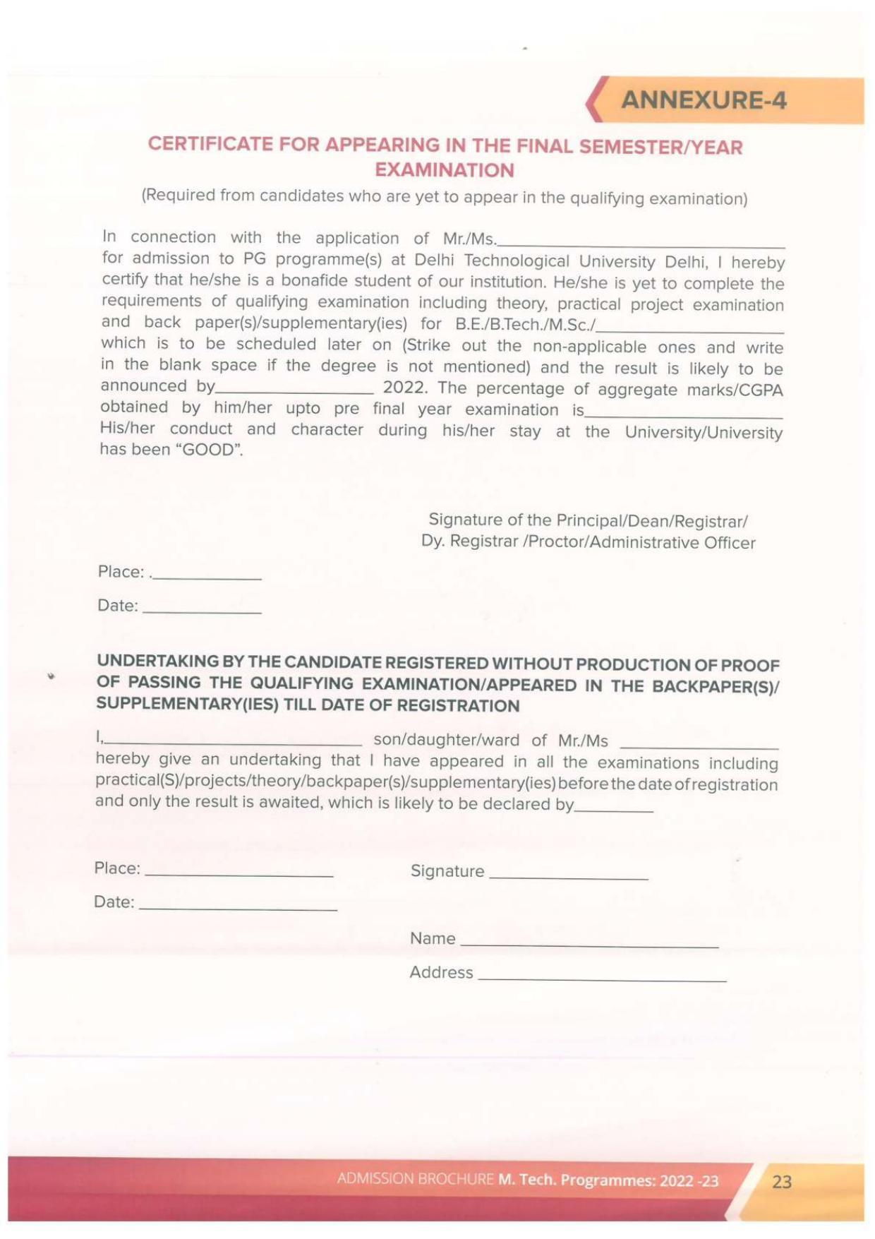 Delhi Technological University, Delhi MTech. Admission Brochure 2022-23 - Page 23