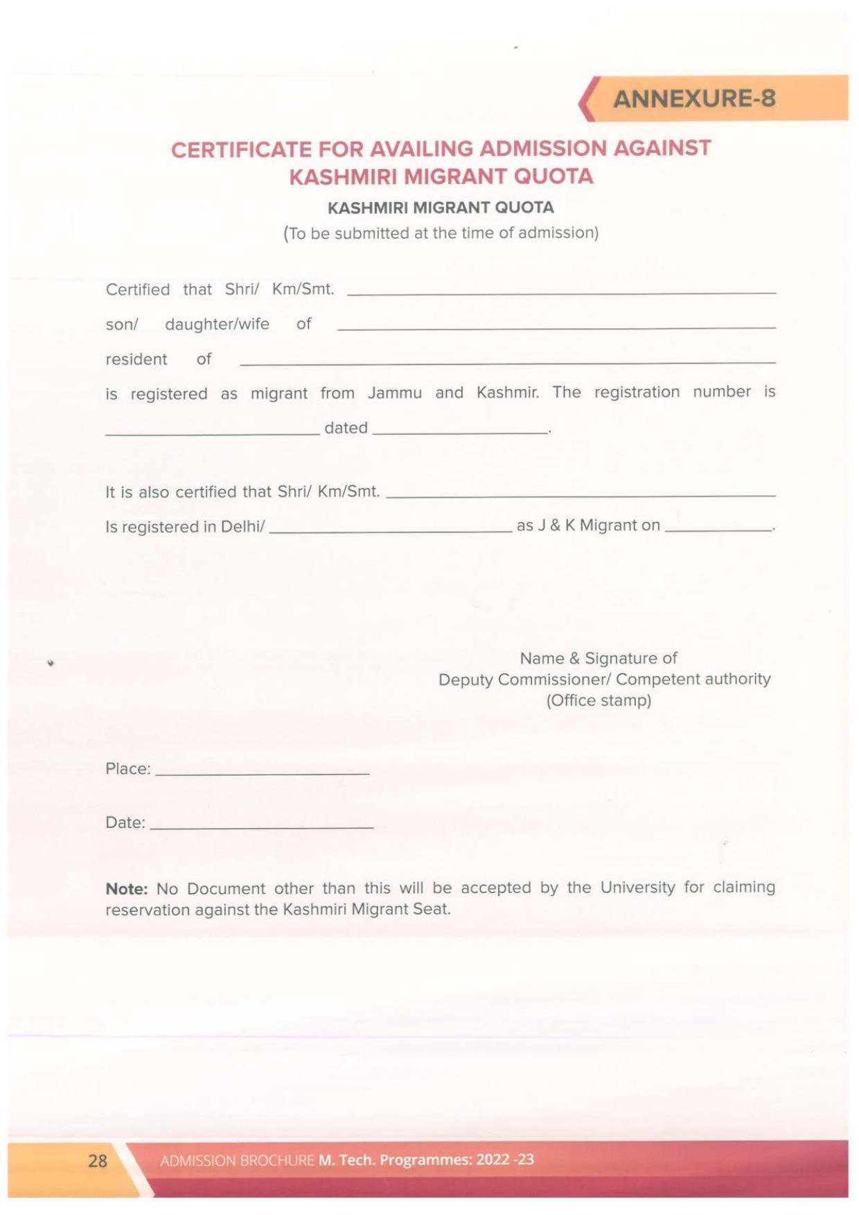 Delhi Technological University, Delhi MTech. Admission Brochure 2022-23 - Page 28
