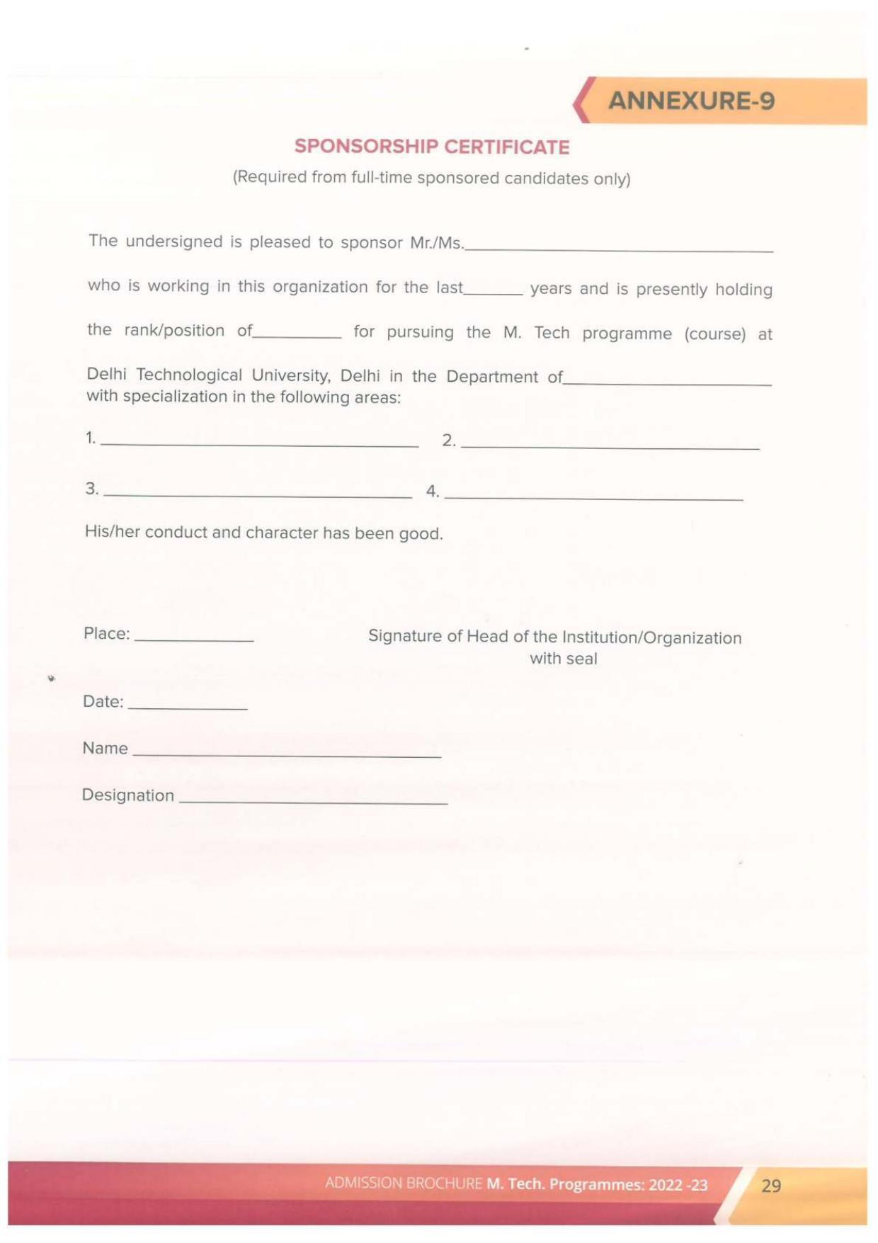 Delhi Technological University, Delhi MTech. Admission Brochure 2022-23 - Page 29