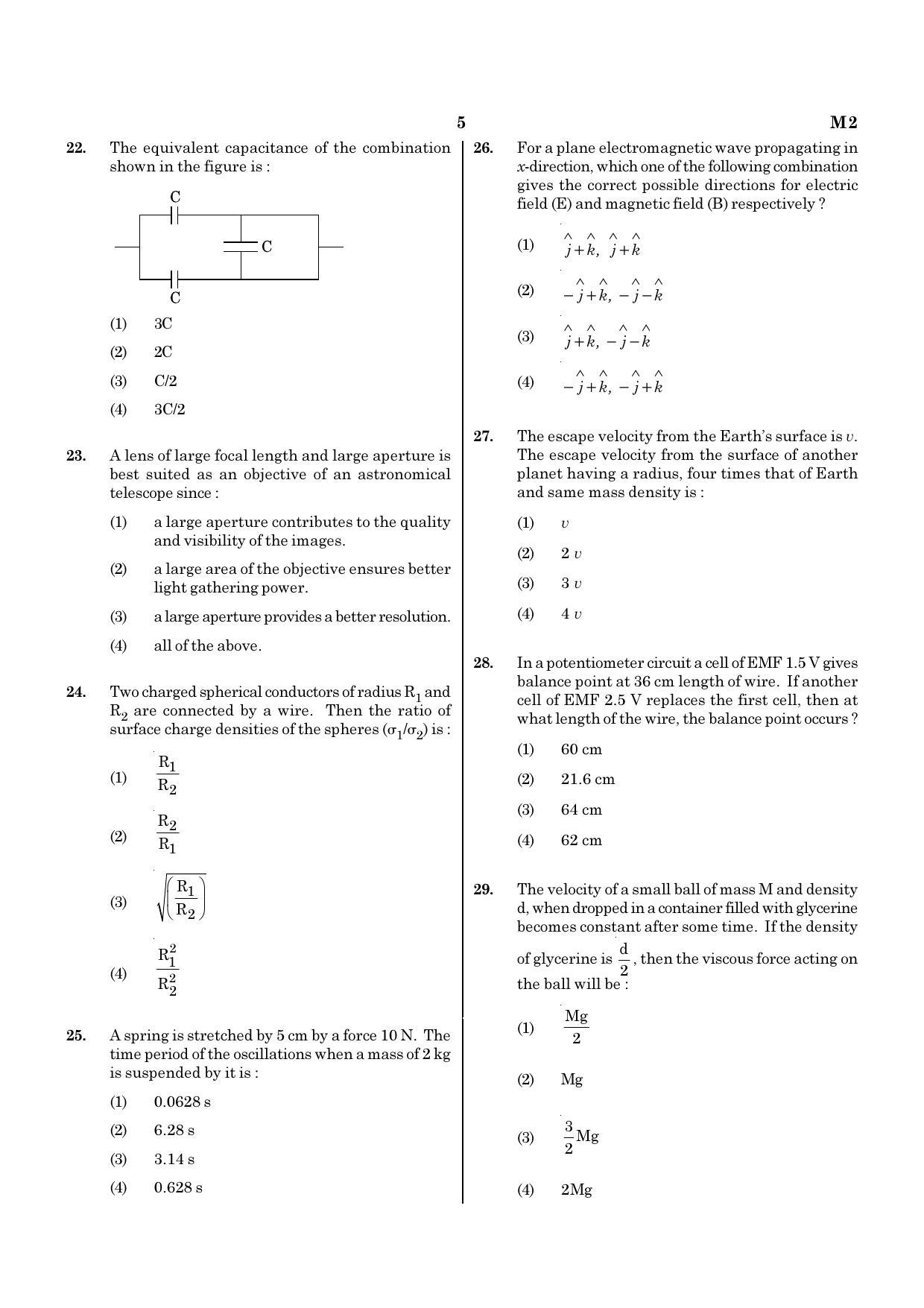NEET M2 2021 Question Paper - Page 5