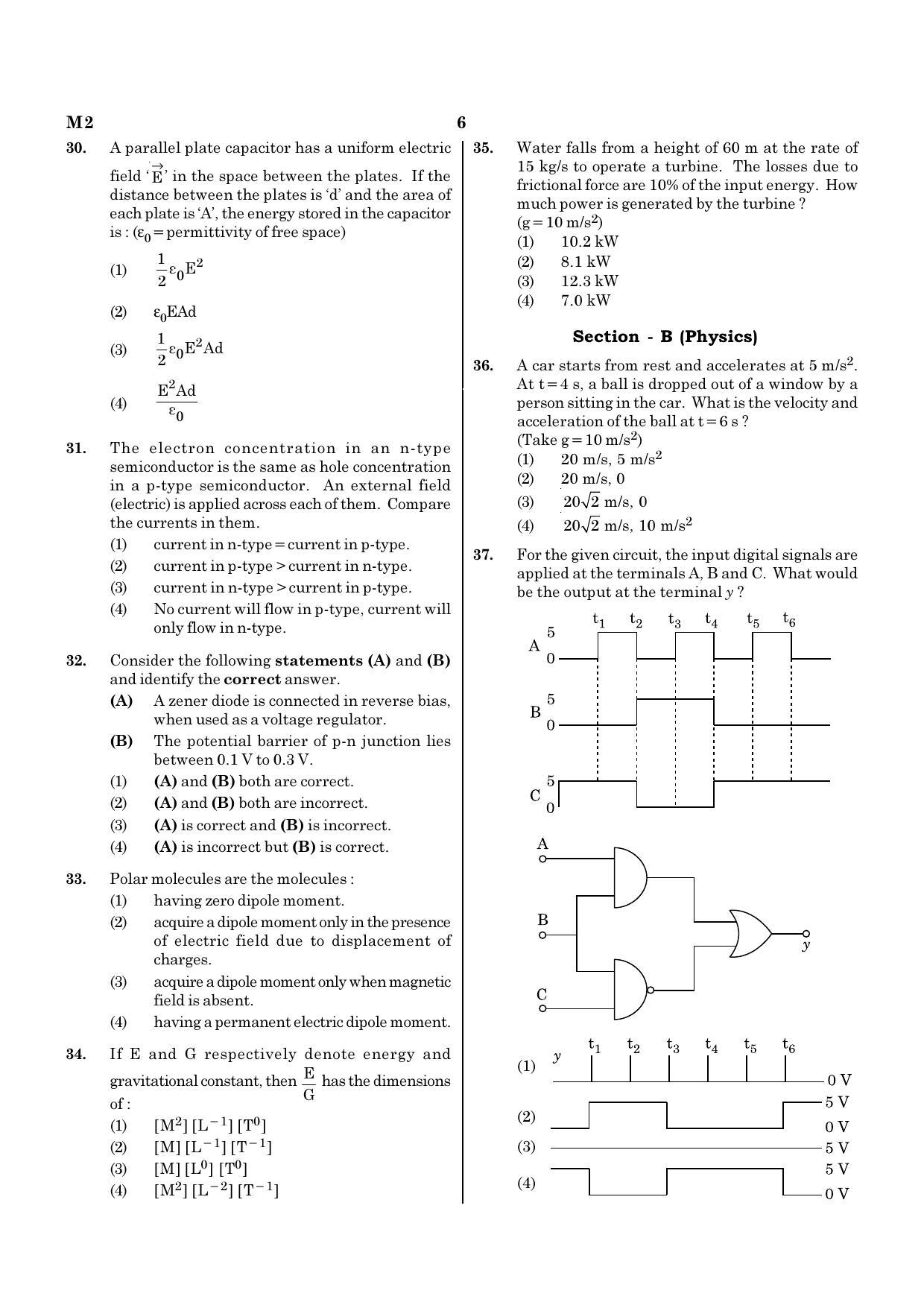NEET M2 2021 Question Paper - Page 6