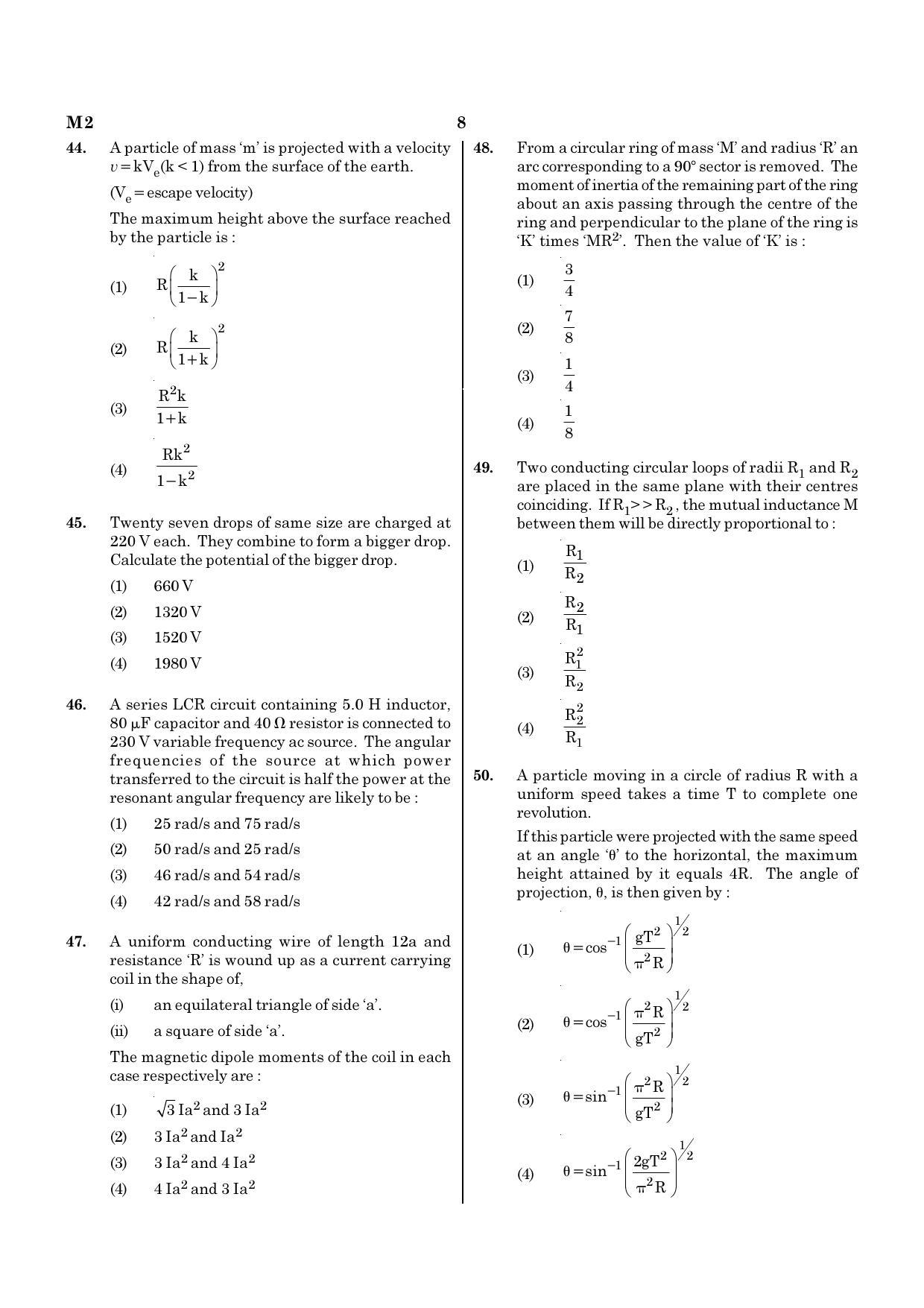 NEET M2 2021 Question Paper - Page 8