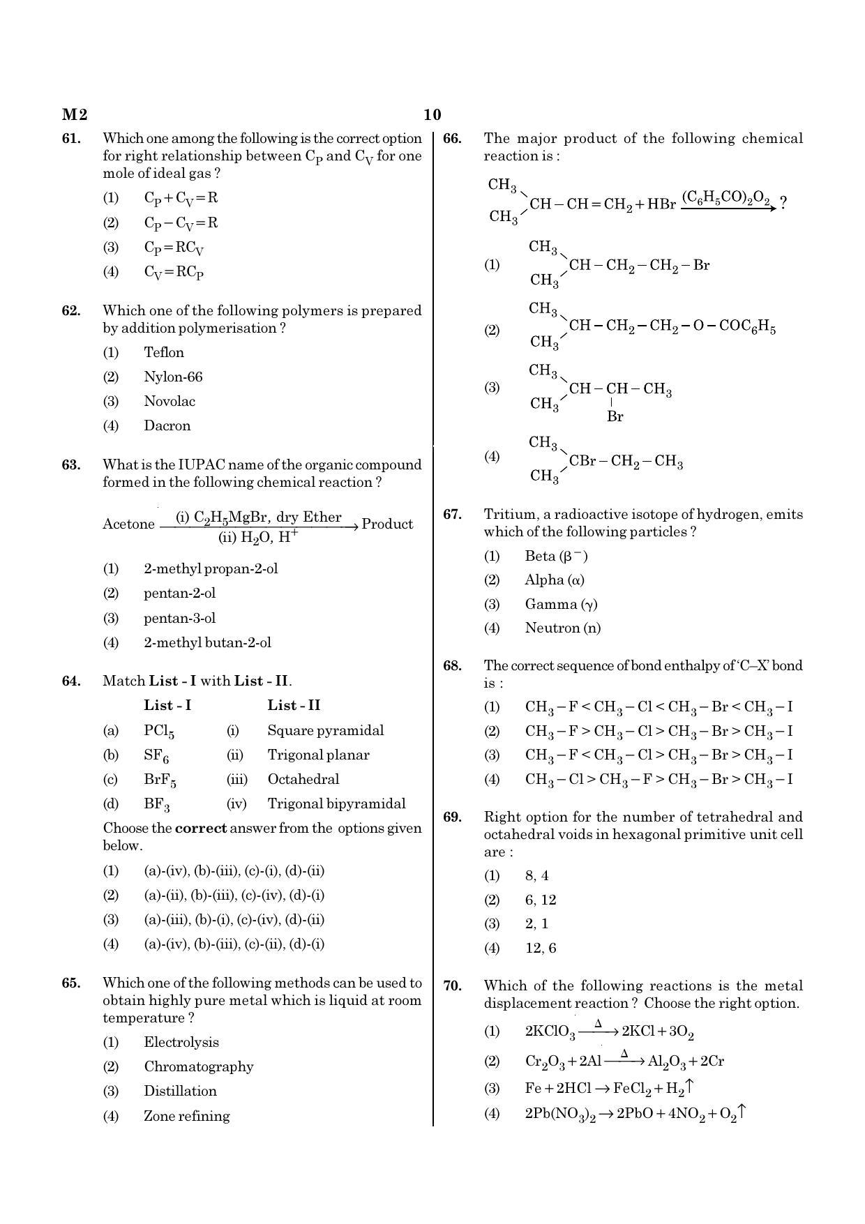 NEET M2 2021 Question Paper - Page 10