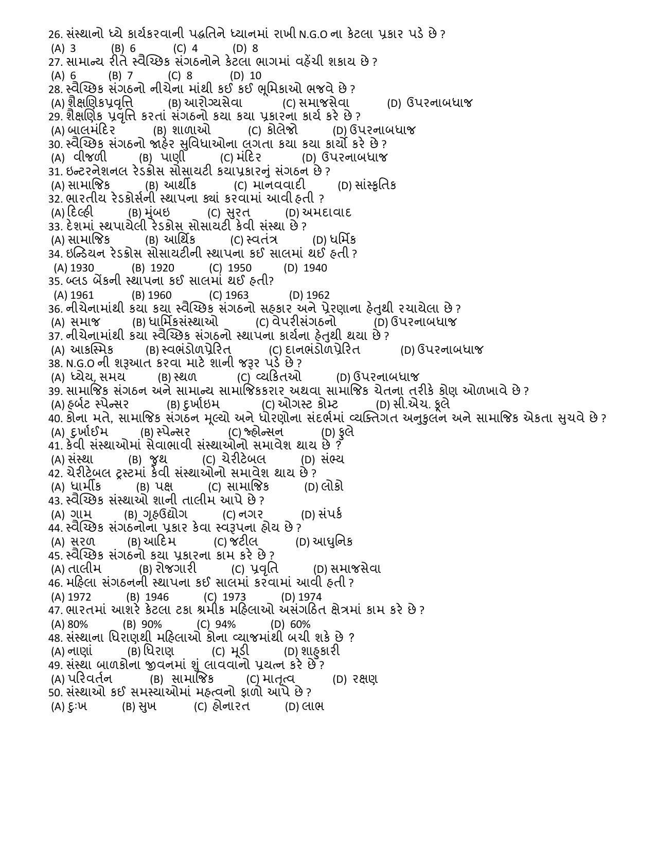 Hemchand North Gujarat University Sample Paper Mar-Jun 2021: M.A. Sem – 3 Sociology-EC-304 – Sociology of Voluntary Organization (Theory) Paper Code – 3976 (Old Course) - Page 2