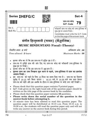 CBSE Class 12 Music Hindusthani Vocal (Compartment) 2023 Question Paper