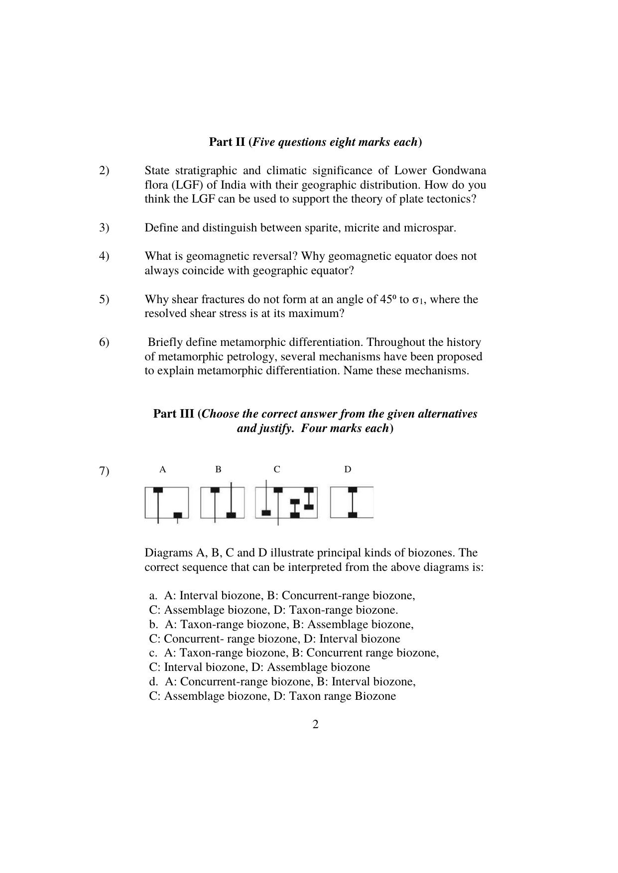 ISI Admission Test JRF in Geology GEB 2022 Sample Paper - Page 1