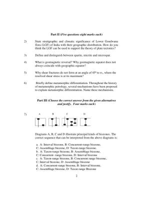 ISI Admission Test JRF in Geology GEB 2022 Sample Paper