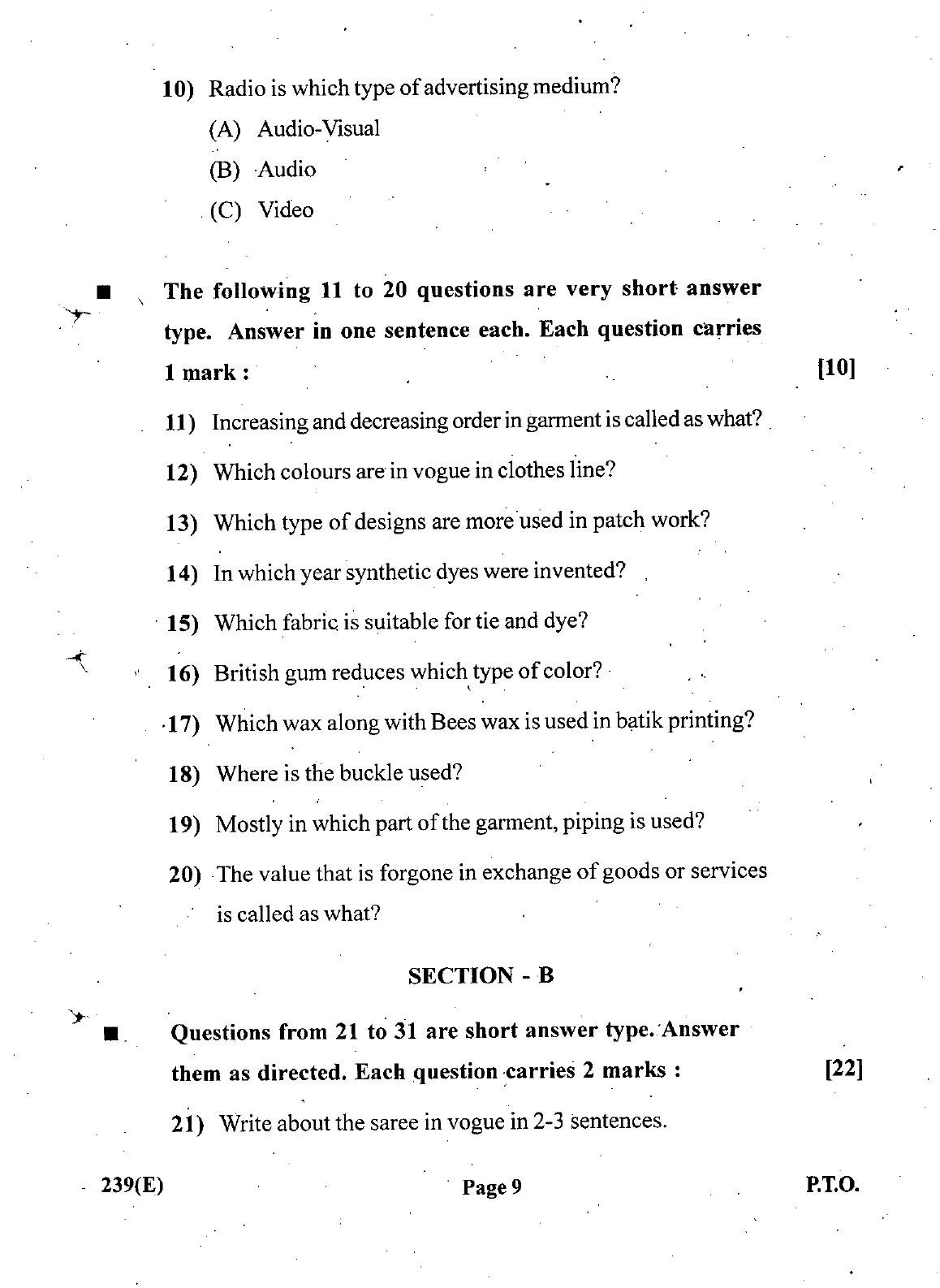 Gujarat Board Class 12th Question Paper March 2019: 239 (GE) - Page 9