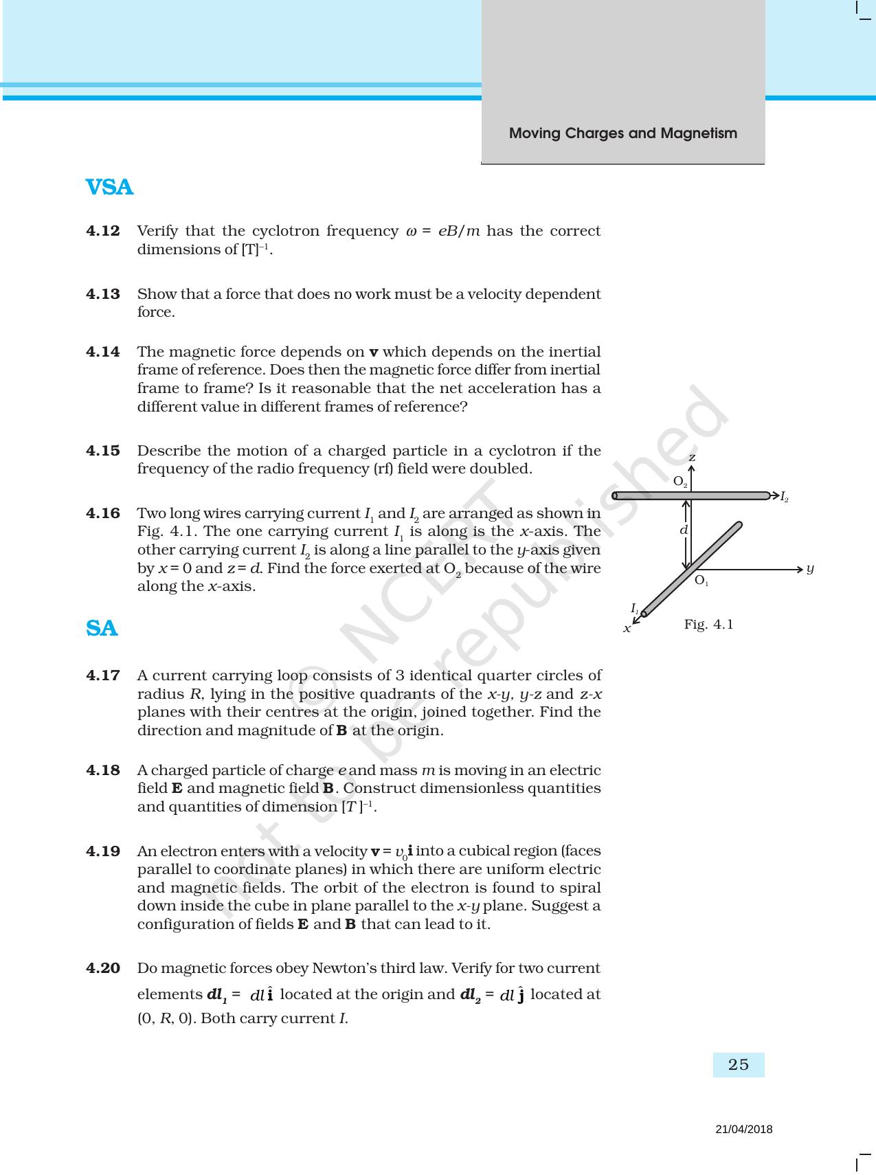 NCERT Exemplar Book for Class 12 Physics: Chapter 4 Moving Charges and Magnetism - Page 4