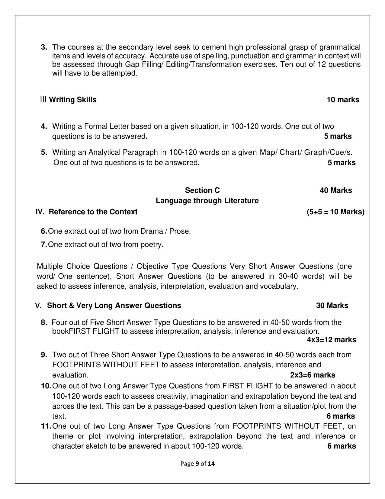 CBSE Class IX & X English language and literature Syllabus - Page 9