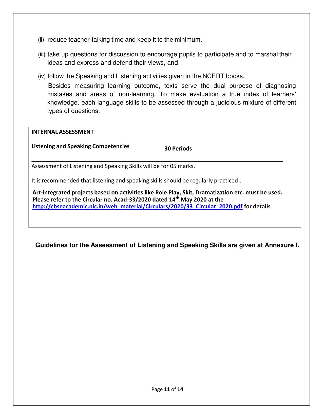 CBSE Class IX & X English language and literature Syllabus - Page 11