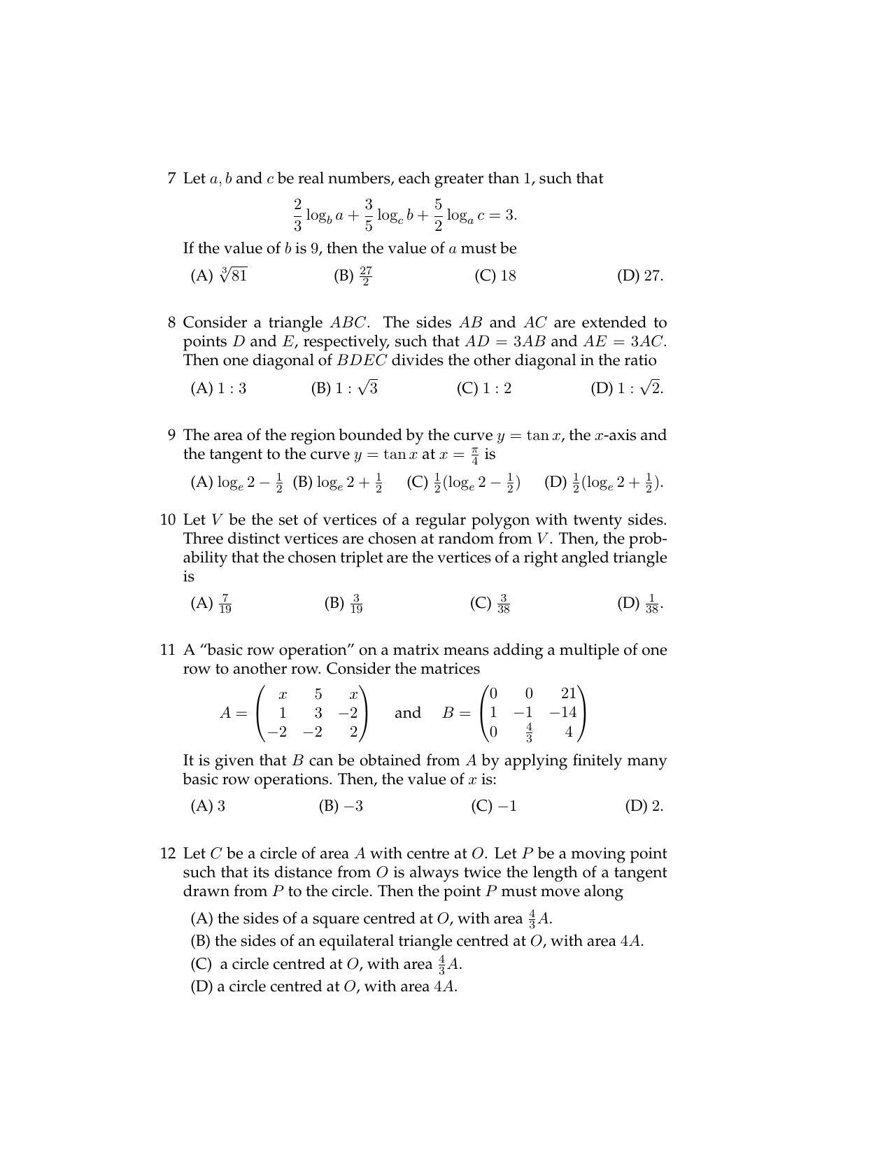 ISI Admission Test B.Math UGA 2017 Sample Paper - Page 2