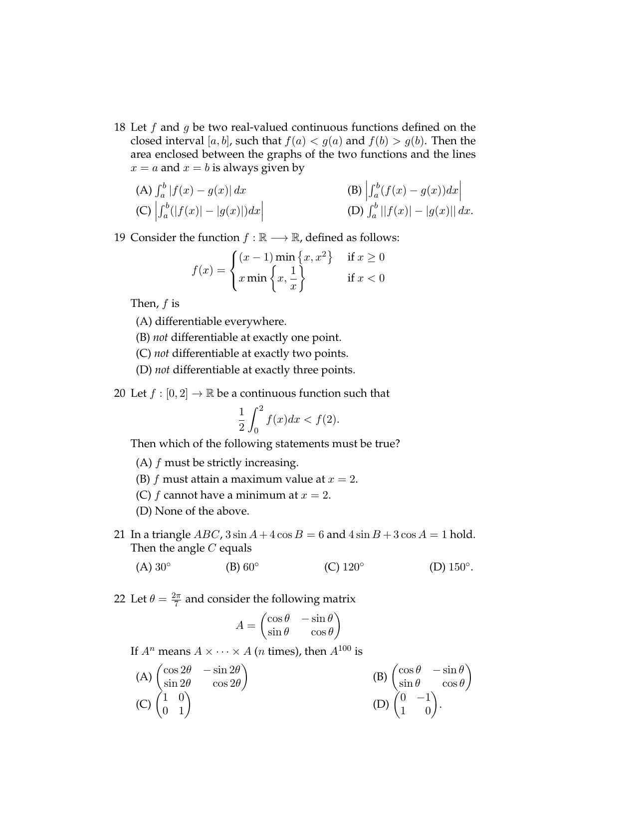 ISI Admission Test B.Math UGA 2017 Sample Paper - Page 4