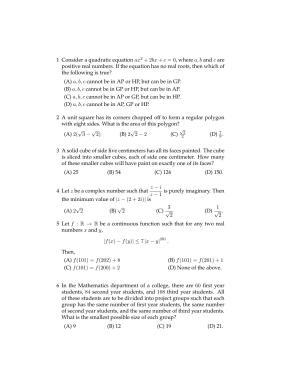 ISI Admission Test B.Math UGA 2017 Sample Paper
