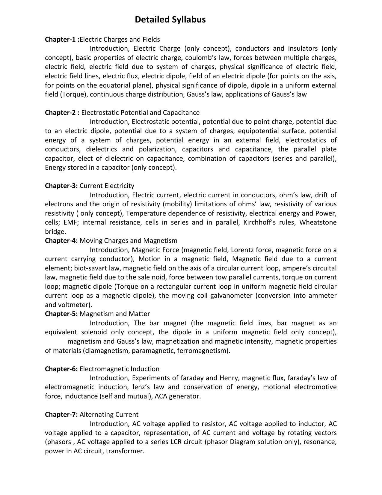 HP Board Class 12th Syllabus for Physics - Page 2