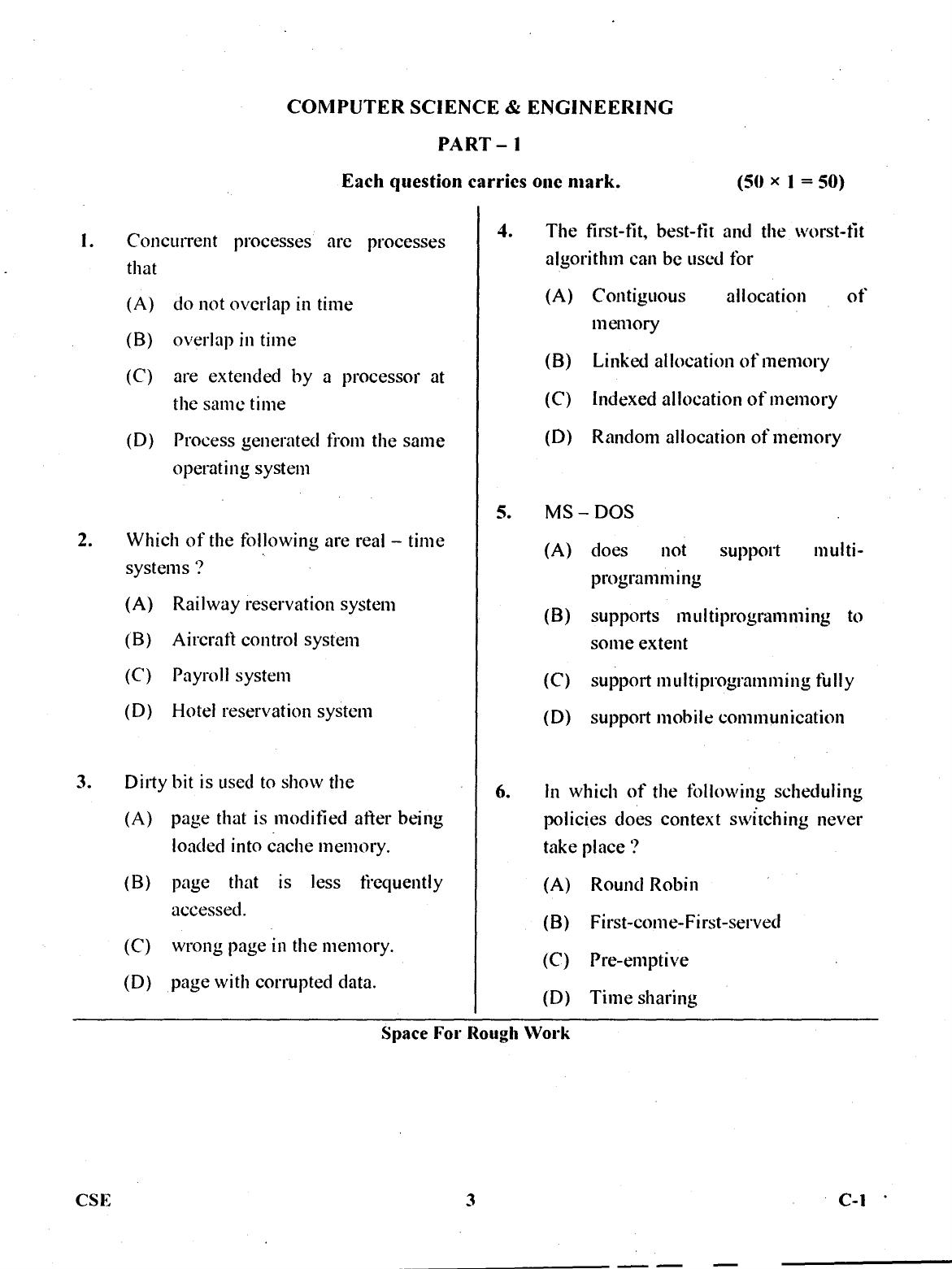 Karnataka PGCET 2017 Computer Science and Engineering Question Paper - Page 2