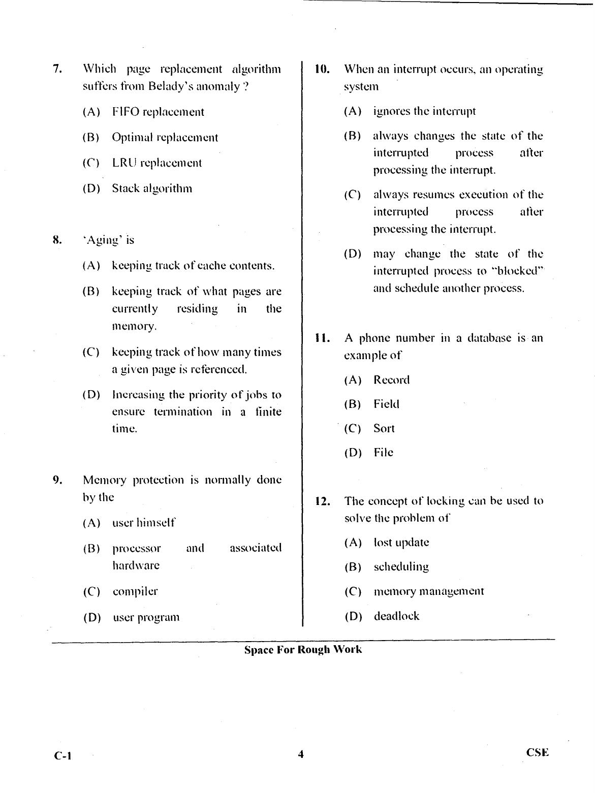 Karnataka PGCET 2017 Computer Science and Engineering Question Paper - Page 3
