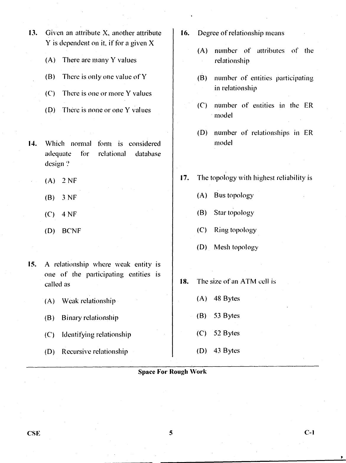 Karnataka PGCET 2017 Computer Science and Engineering Question Paper - Page 4