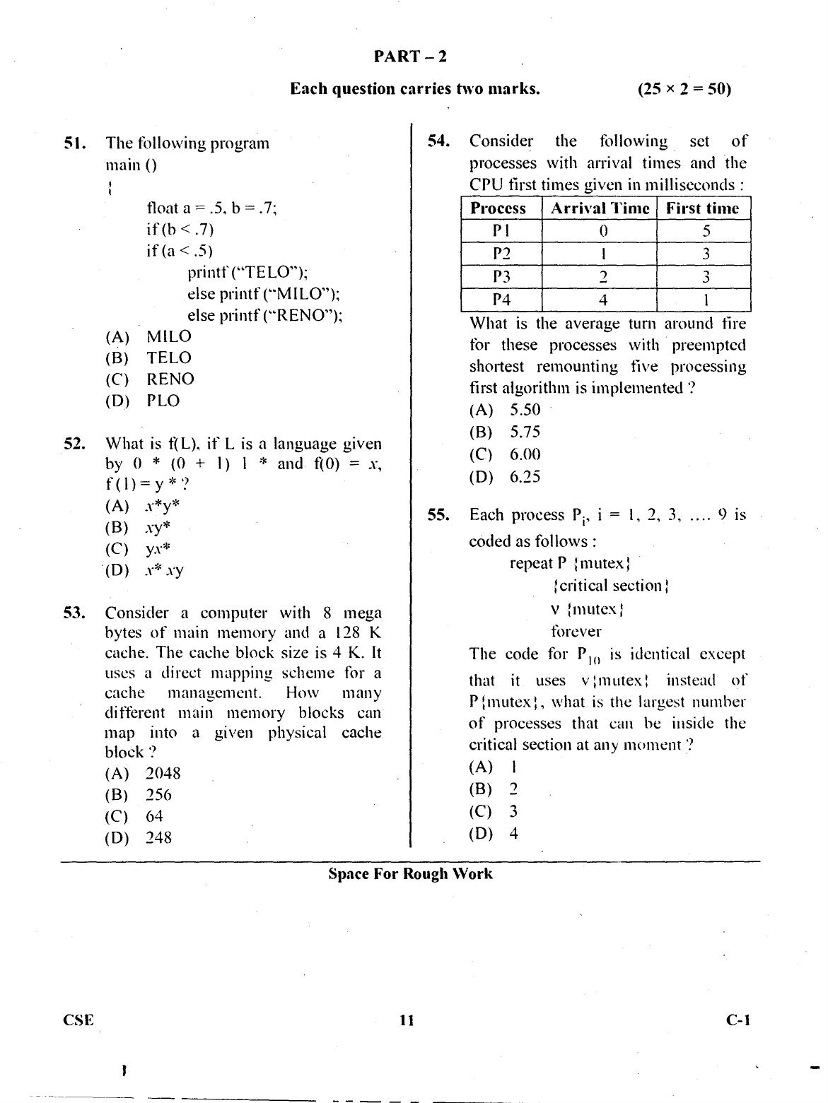 Karnataka PGCET 2017 Computer Science and Engineering Question Paper - Page 10