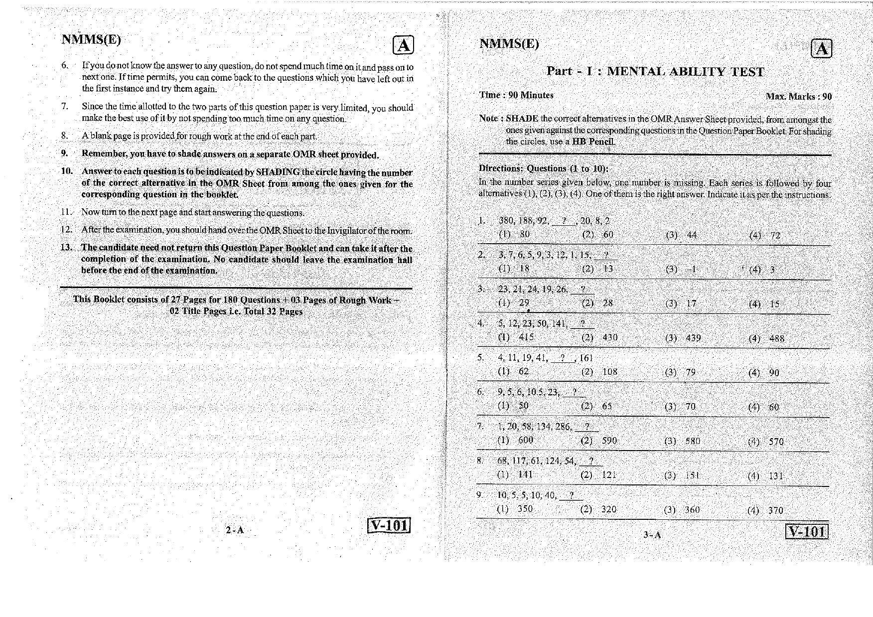 MAT - SAT English Nov 2018 (Set A) Class 8 Andhra Pradesh NMMS Question Papers - Page 2