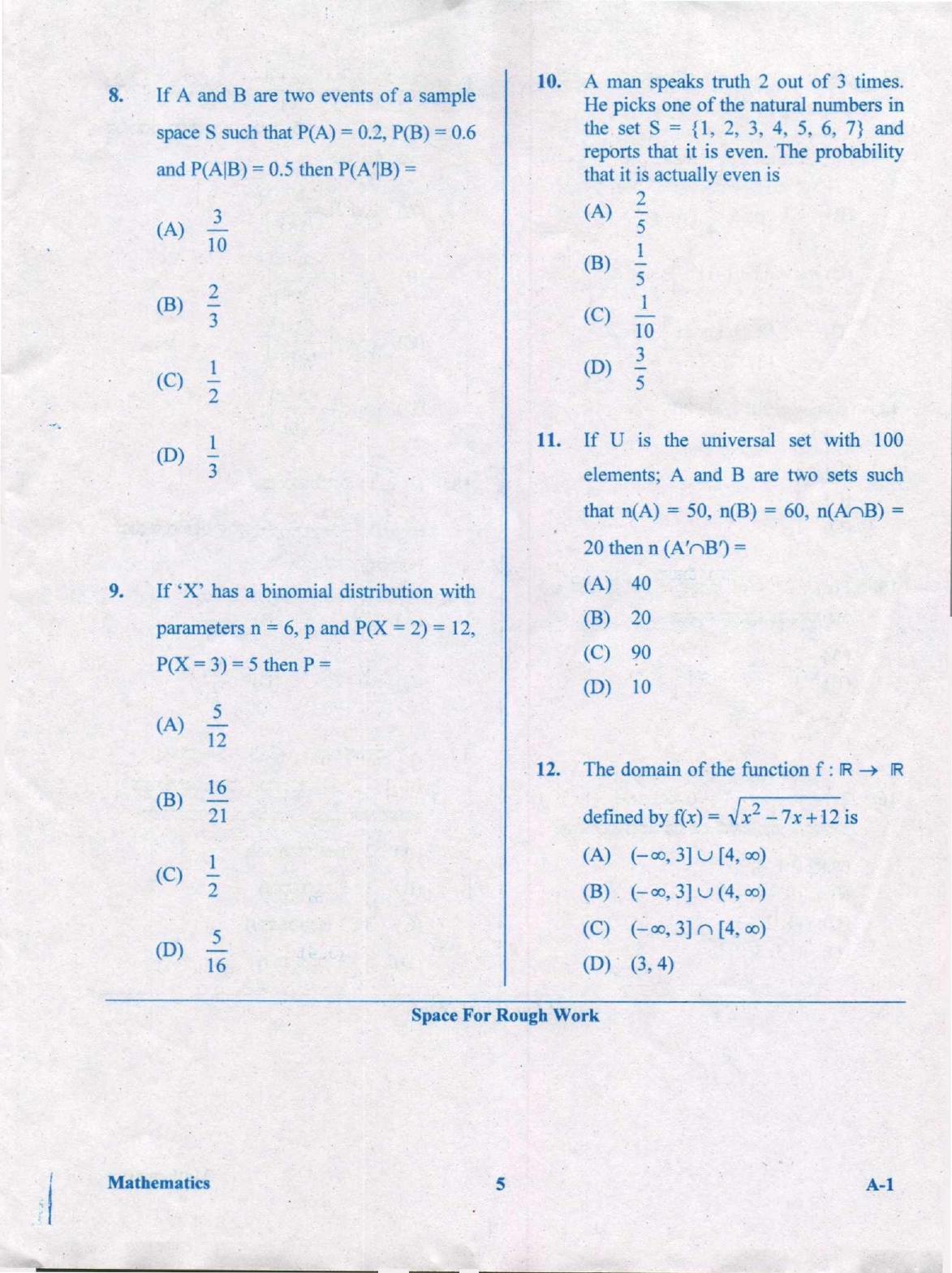 KCET Mathematics 2019 Question Papers - Page 5