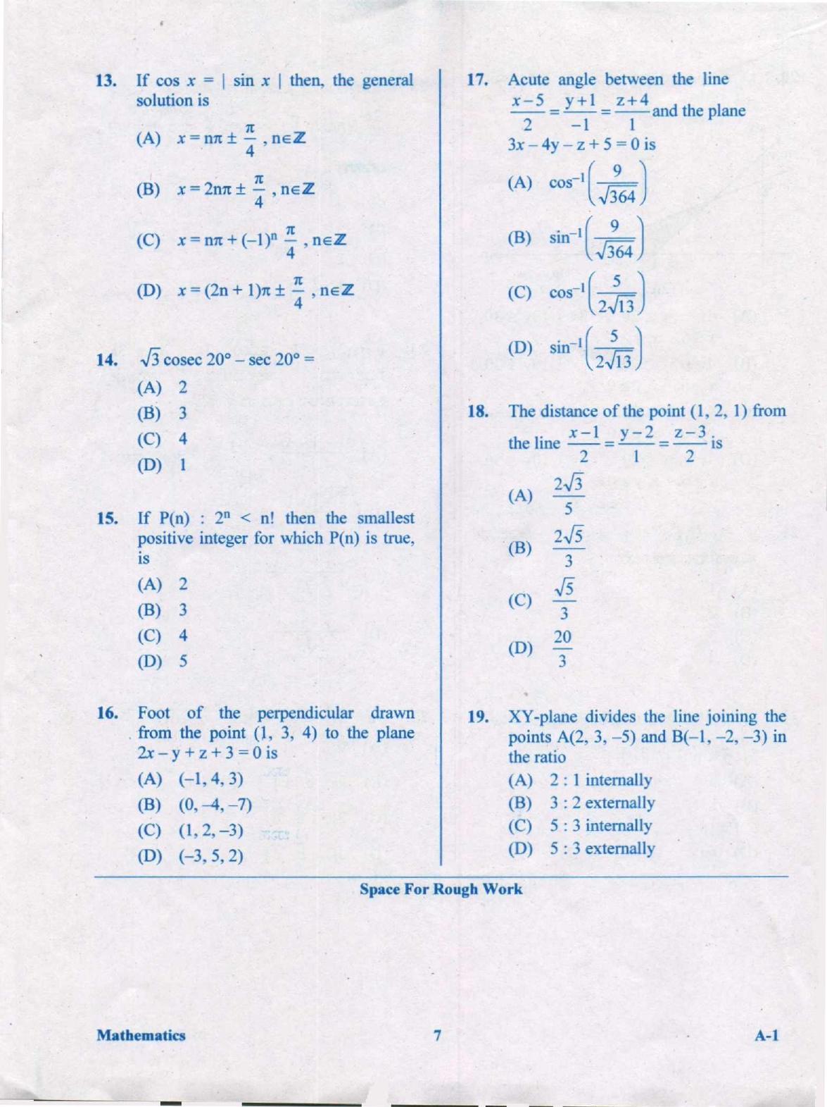 KCET Mathematics 2019 Question Papers - Page 7