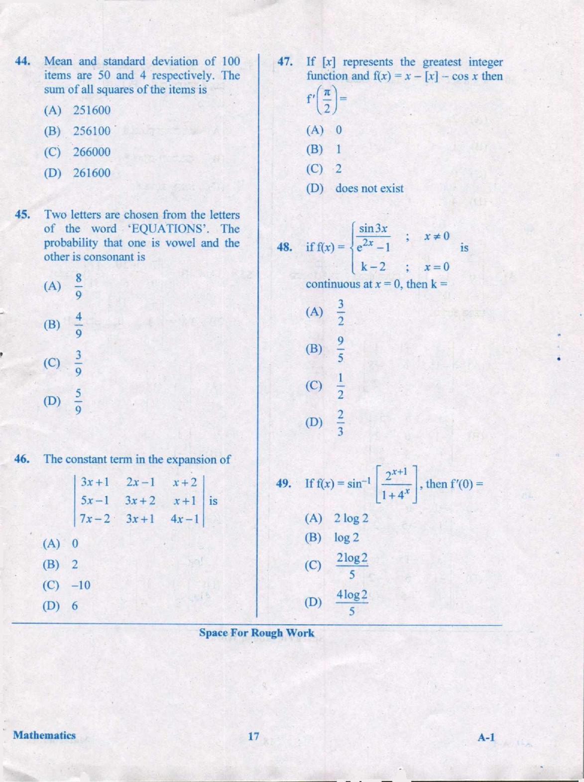 KCET Mathematics 2019 Question Papers - Page 17