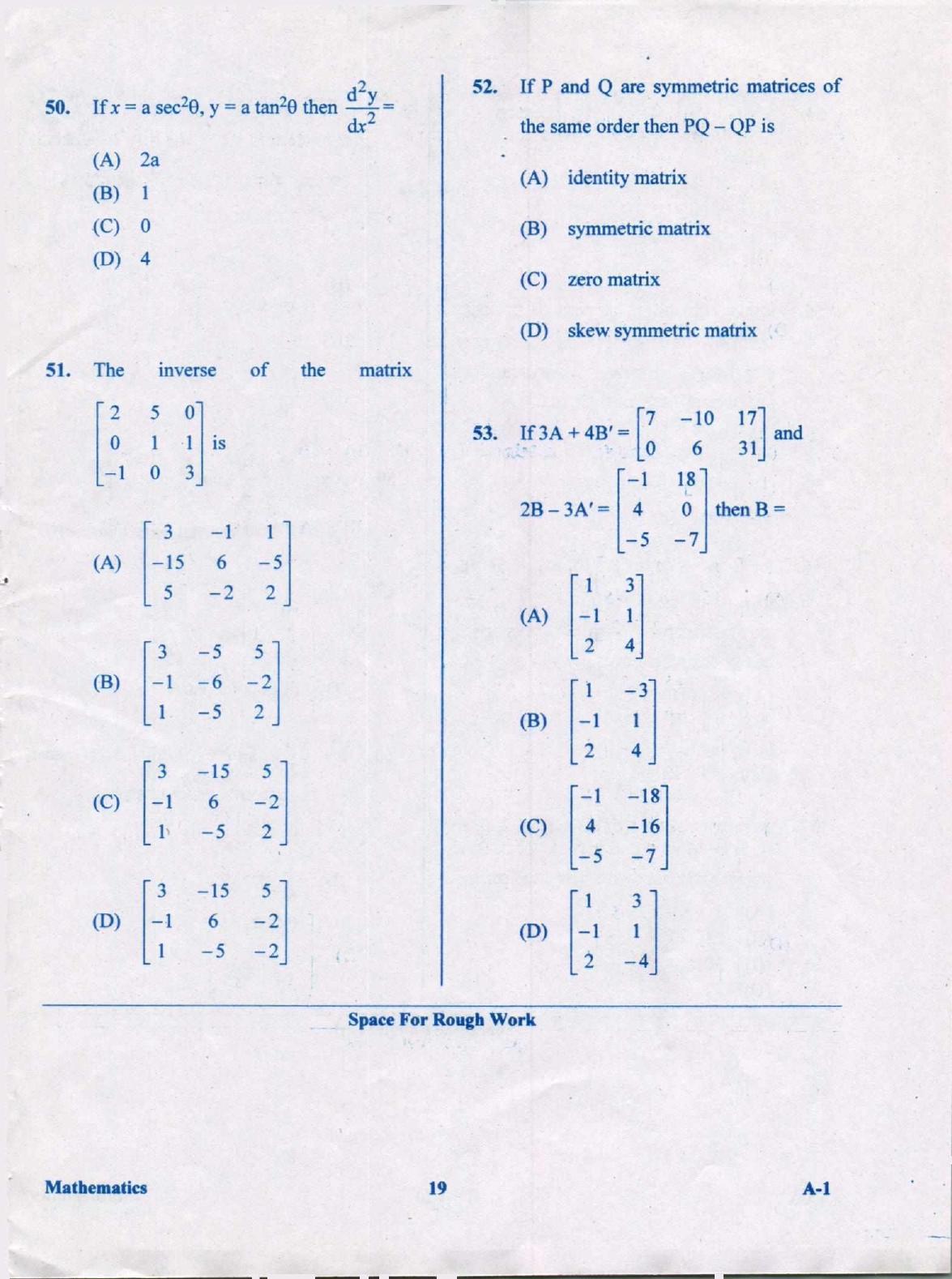 KCET Mathematics 2019 Question Papers - Page 19