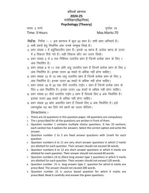 UBSE Class 12 Psychology 2025 Model Paper