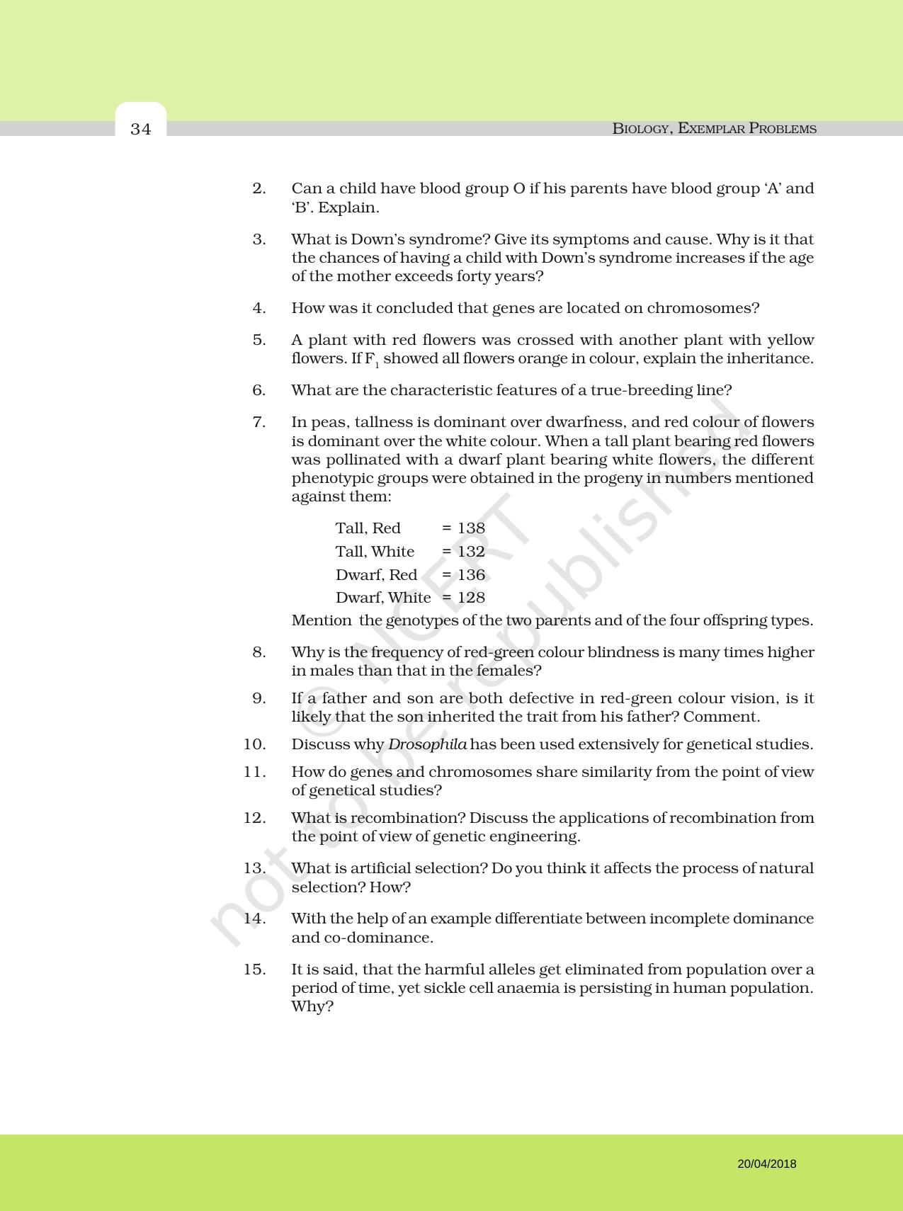 NCERT Exemplar Book for Class 12 Biology: Chapter 5 Principle of Inheritance and Variation - Page 6
